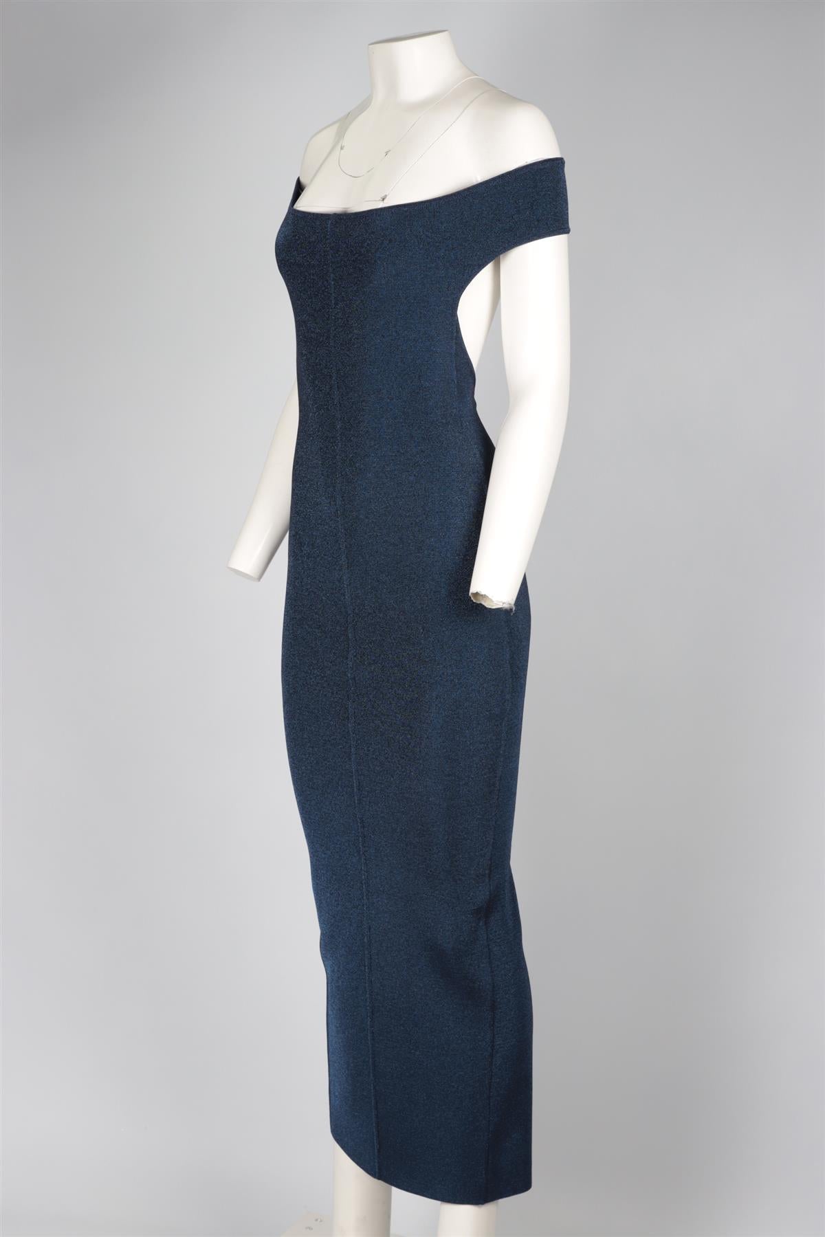 ALAÏA BLUE WOOL MAXI DRESS FR 36 UK 8