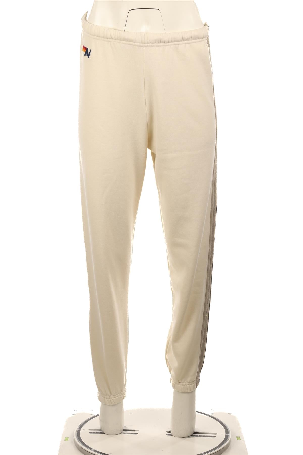 AVIATOR NATION CREAM COTTON TRACK PANTS SMALL