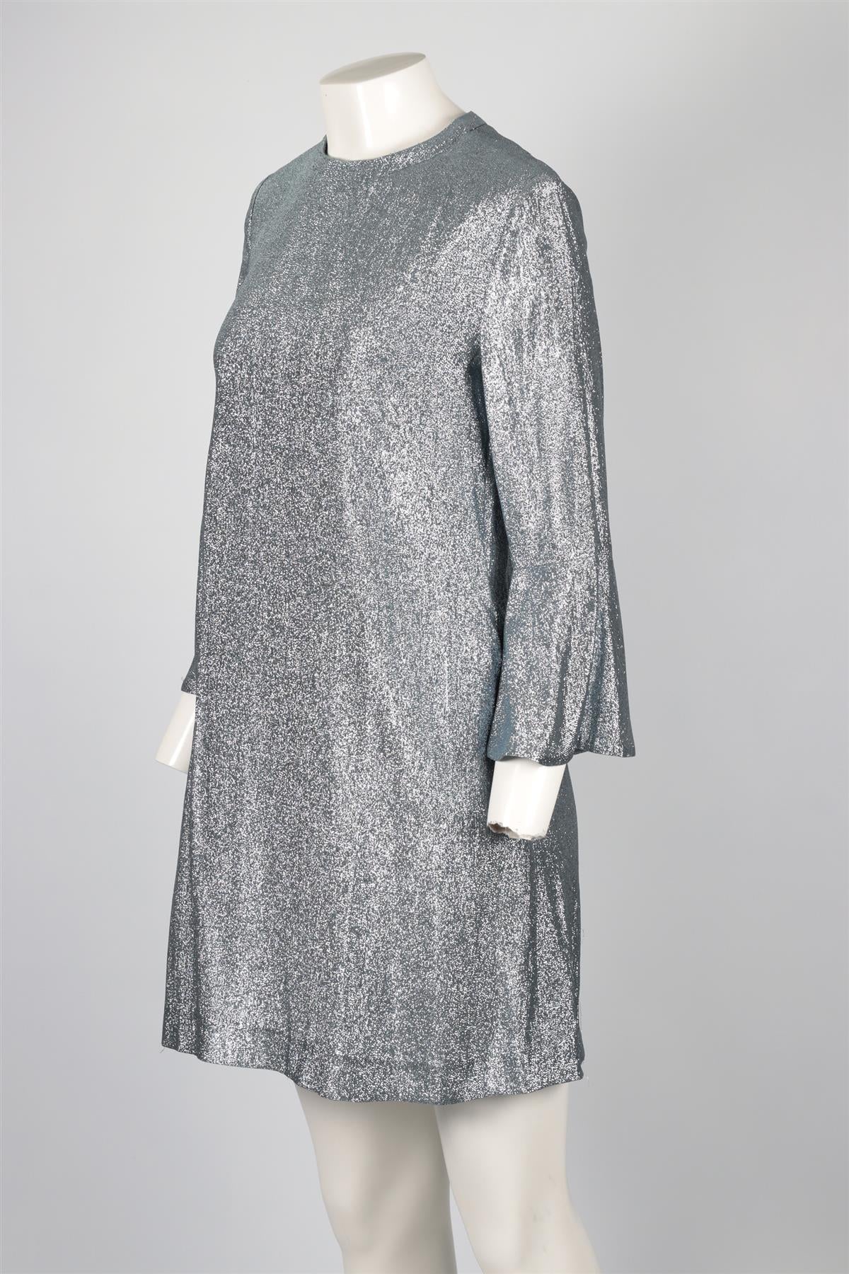 STELLA MCCARTNEY BLUE LAME MINI DRESS IT 42 UK 10