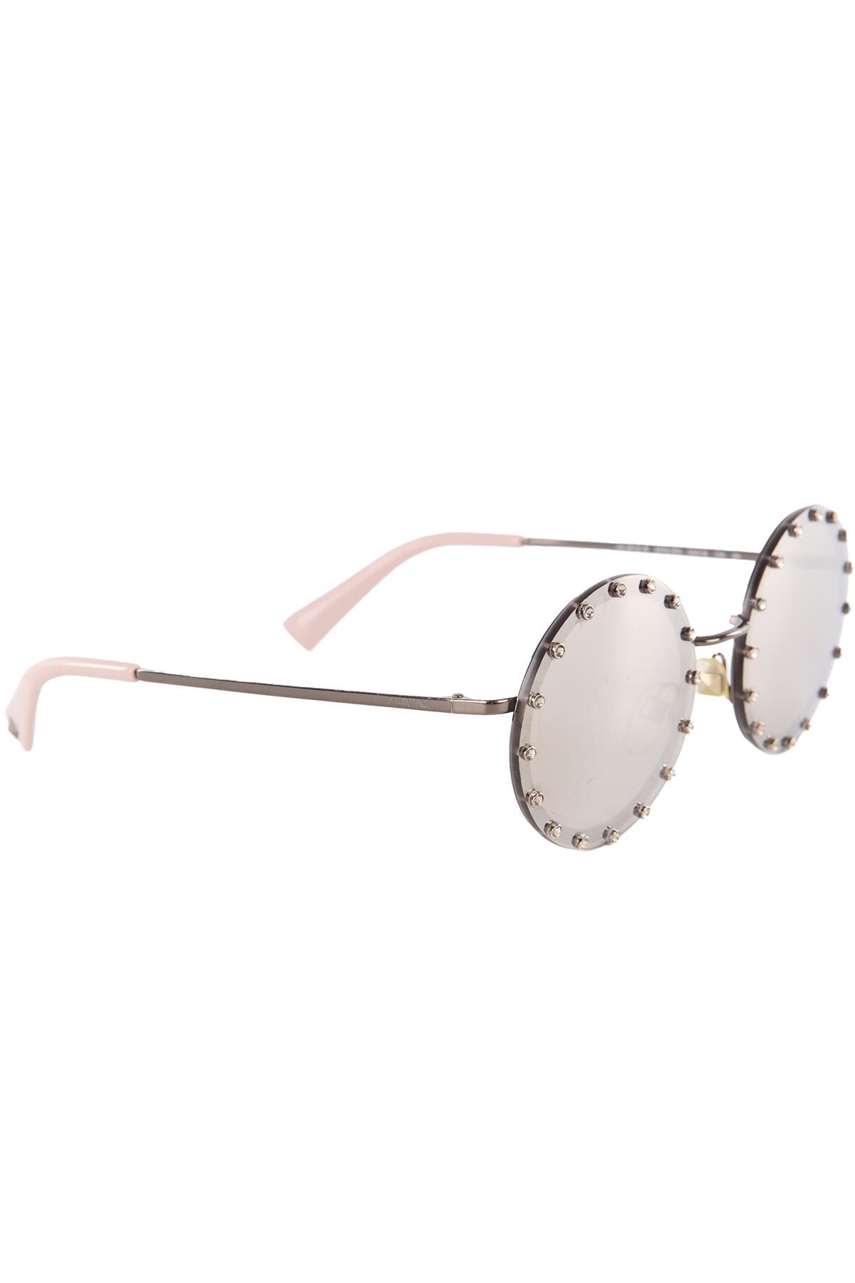 VALENTINO SILVER ROUND FRAME METAL SUNGLASSES