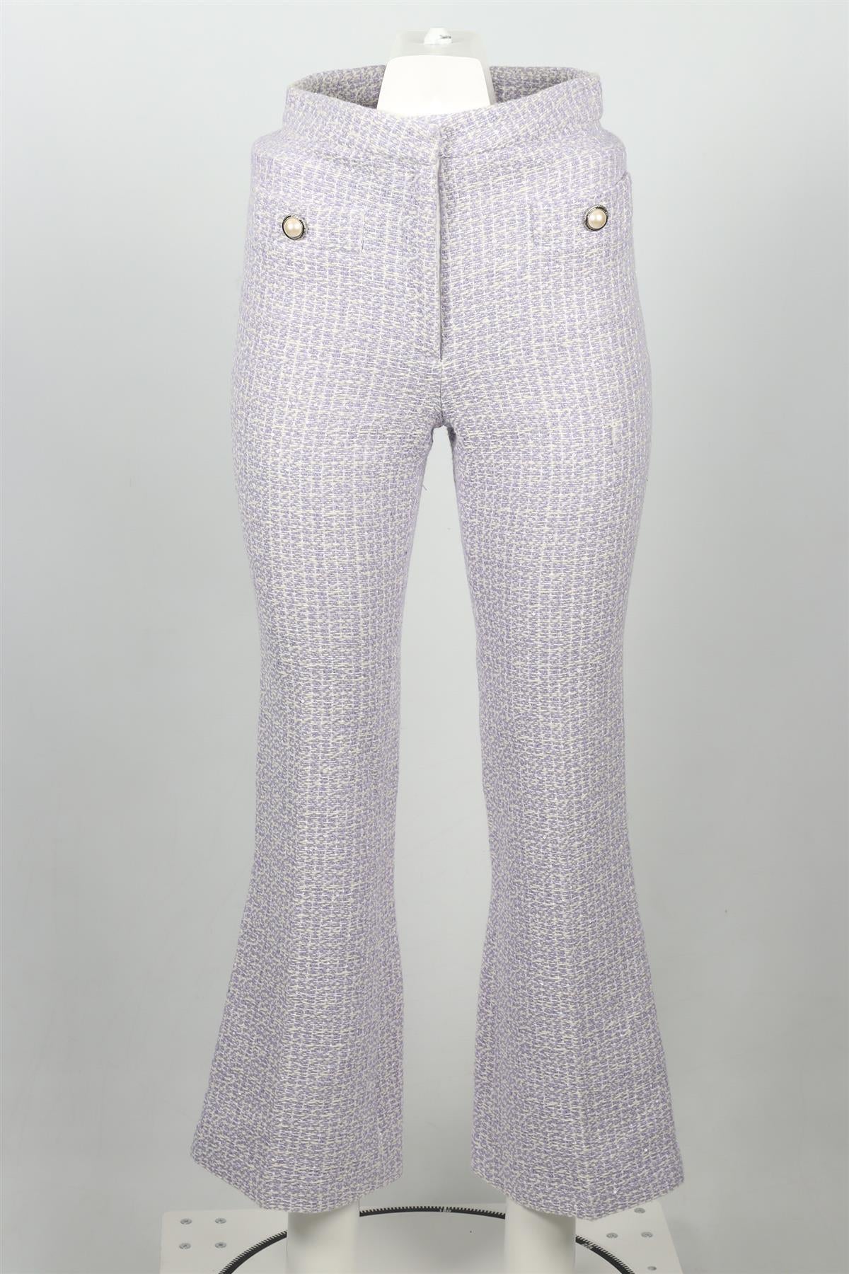 ALESSANDRA RICH PURPLE TWEED FLARED PANTS IT 38 UK 6