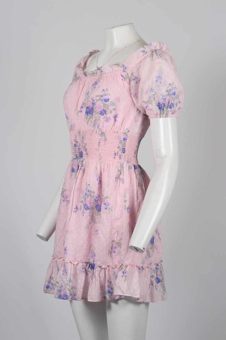 LOVESHACKFANCY FLORAL PRINT COTTON MINI DRESS SMALL
