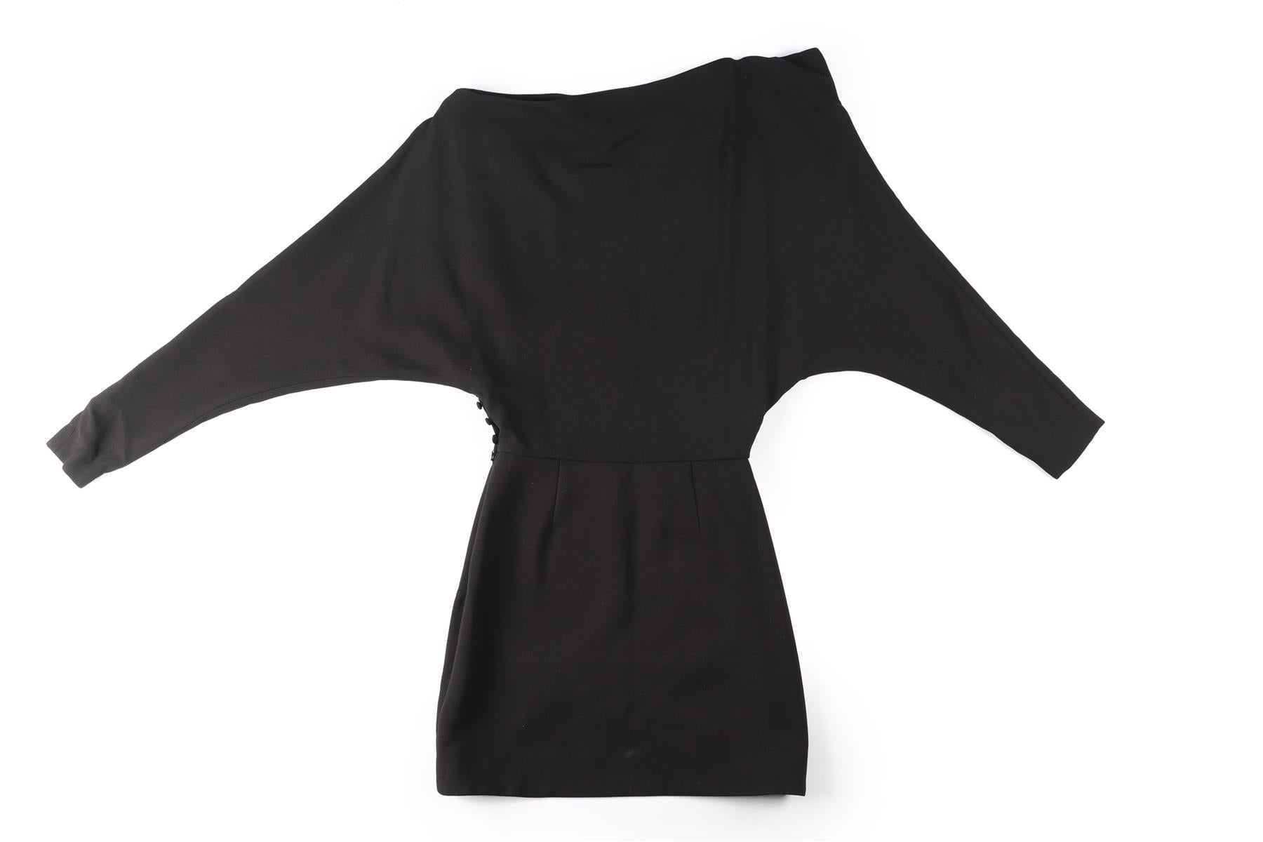 KHAITE BLACK WOVEN MINI DRESS US 4 UK 8
