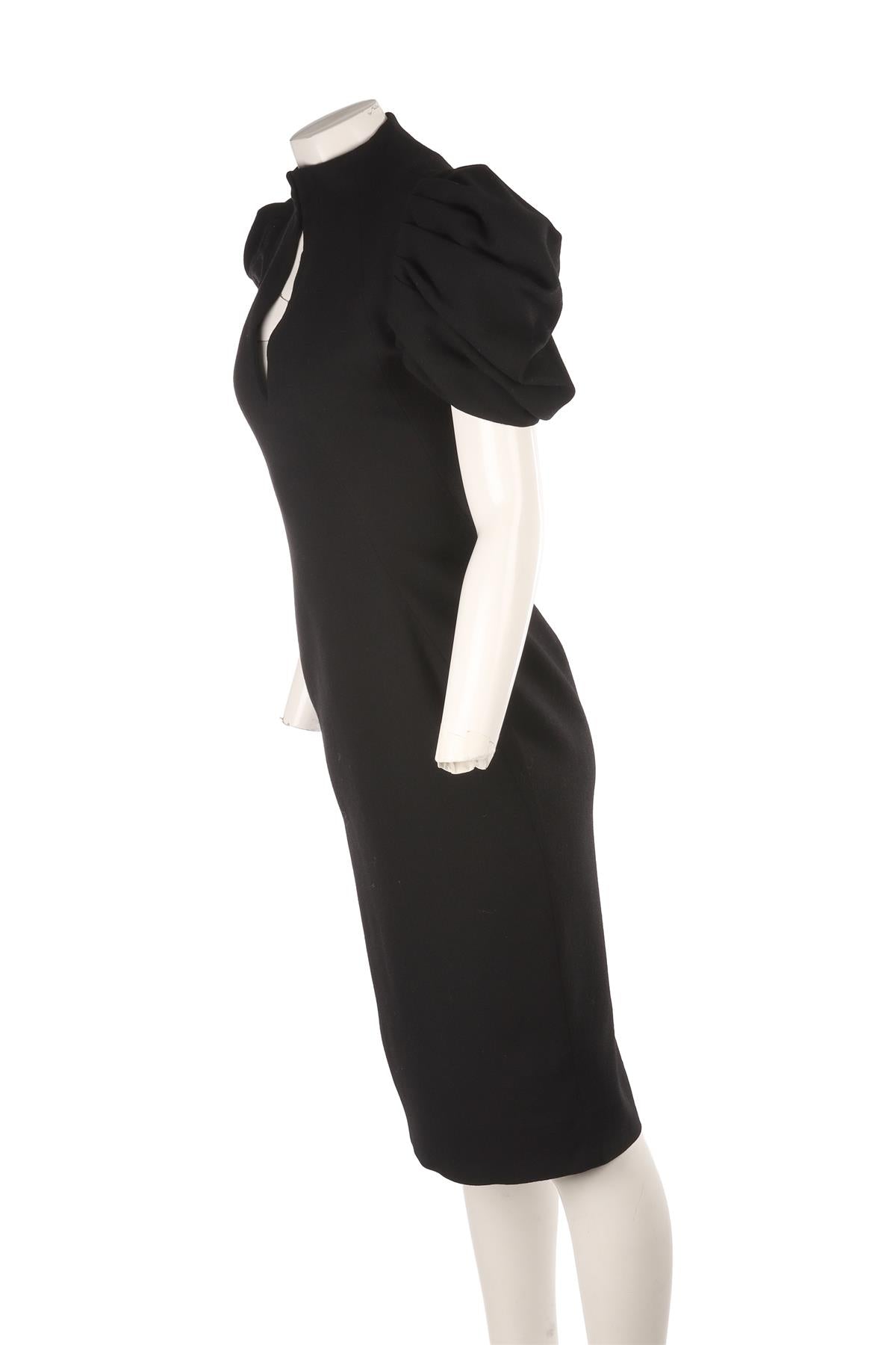 ALEXANDER MCQUEEN BLACK 2009 WOOL MIDI DRESS IT 42 UK 10
