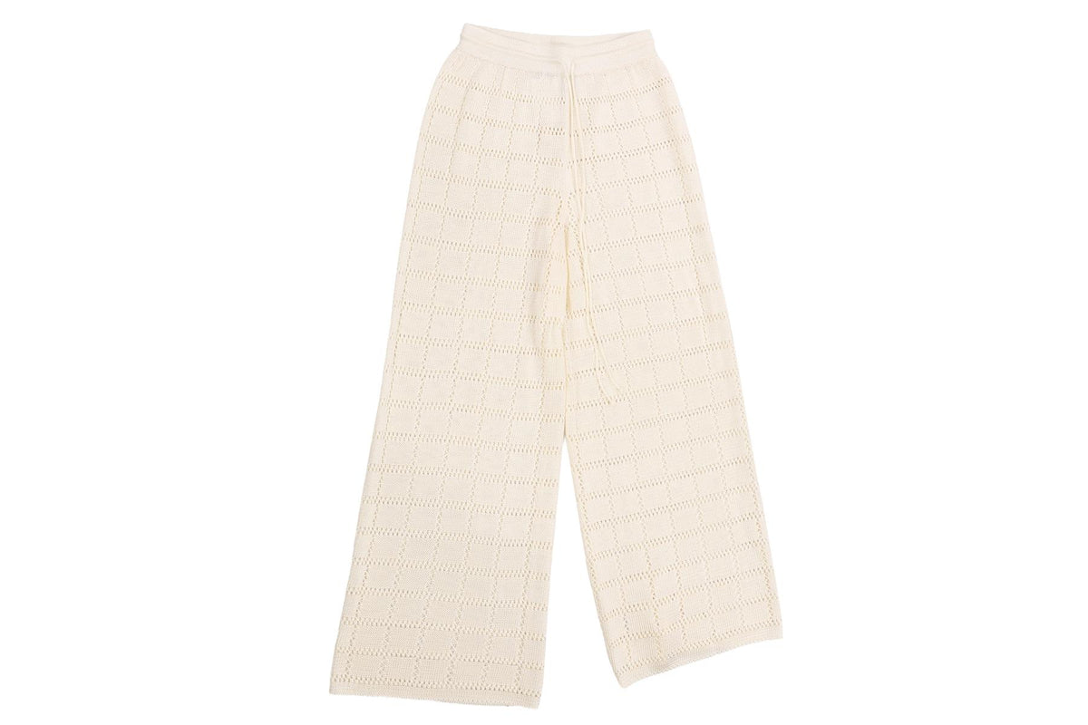 CALLE DEL MAR CREAM KNIT WIDE LEG PANTS SMALL