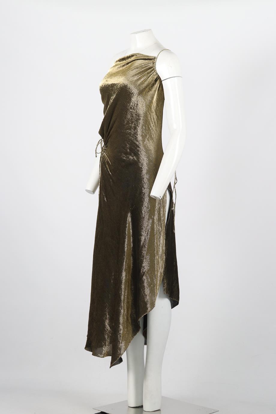 JUAN CARLOS OBANDO DRAPED SILK MAXI DRESS US 2 UK 6