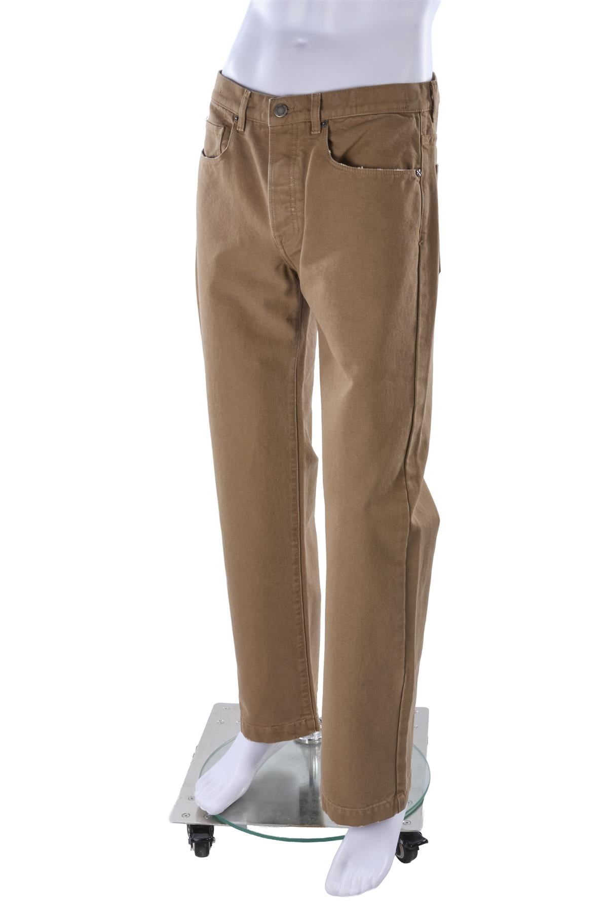 BROWN MEN'S COTTON STRAIGHT LEG PANTS