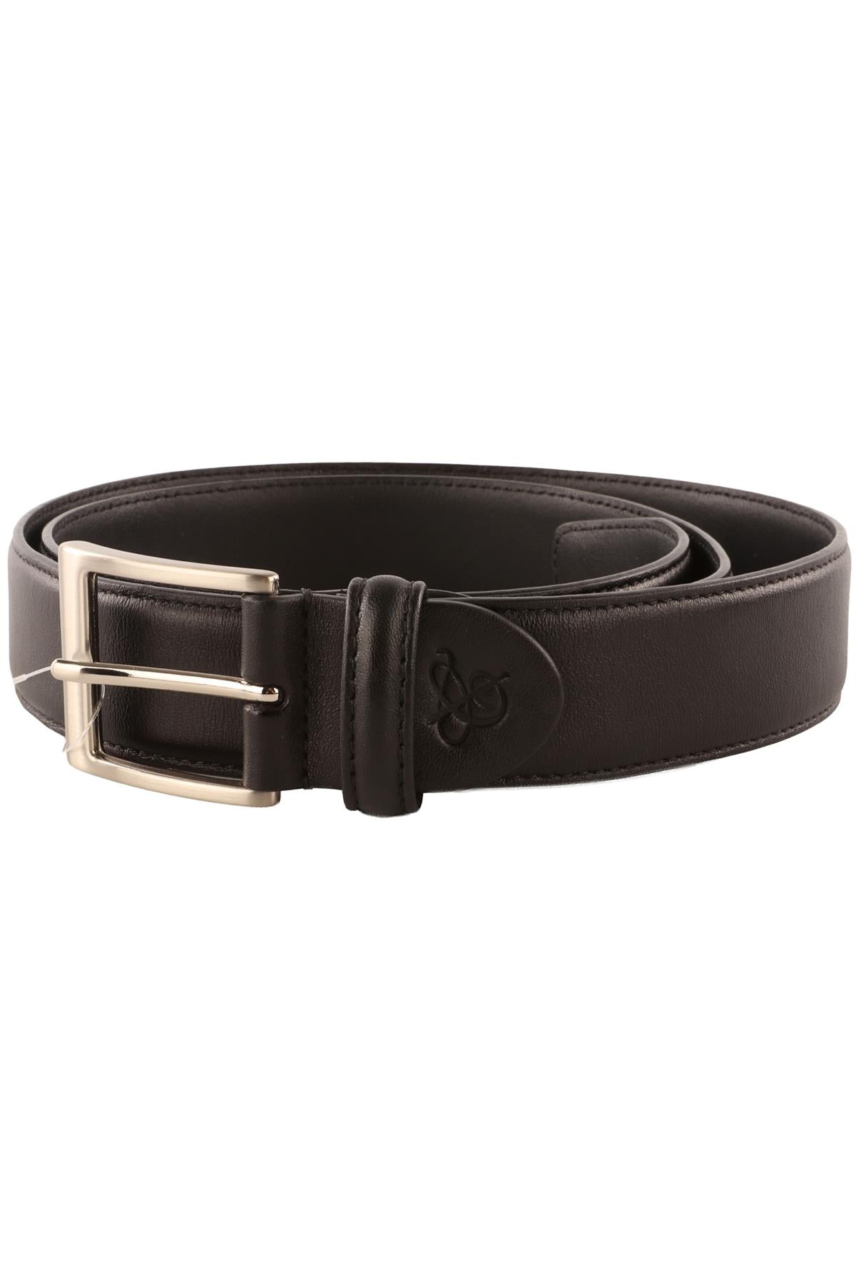 CANALI BLACK MEN'S LEATHER BELT 105CM