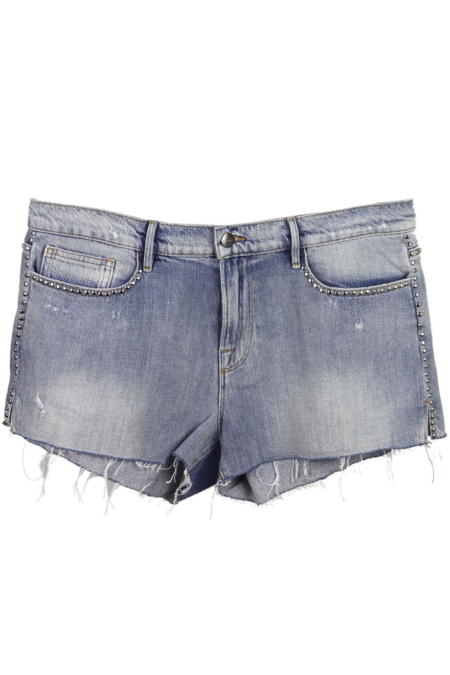 FRAME LE STUDDED DISTRESSED DENIM SHORTS W31 UK 12/14