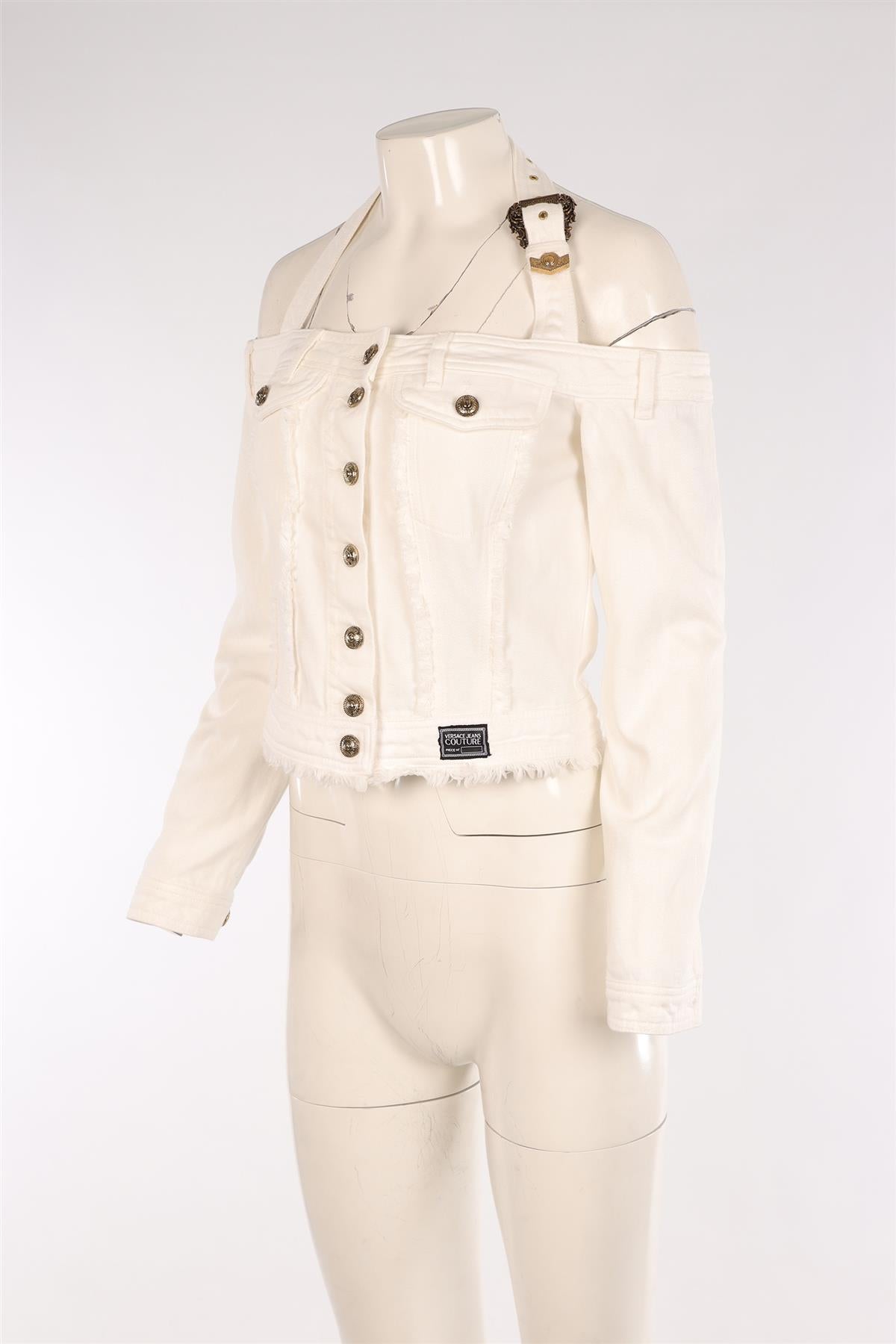 VERSACE JEANS COUTURE WHITE DENIM JACKET IT 42 UK 10