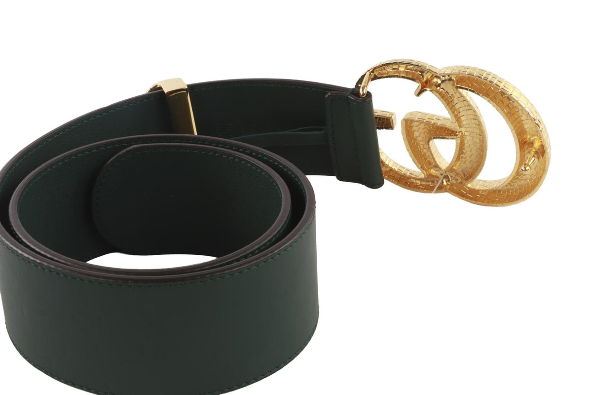 GUCCI GREEN GG LEATHER WAIST BELT 70CM