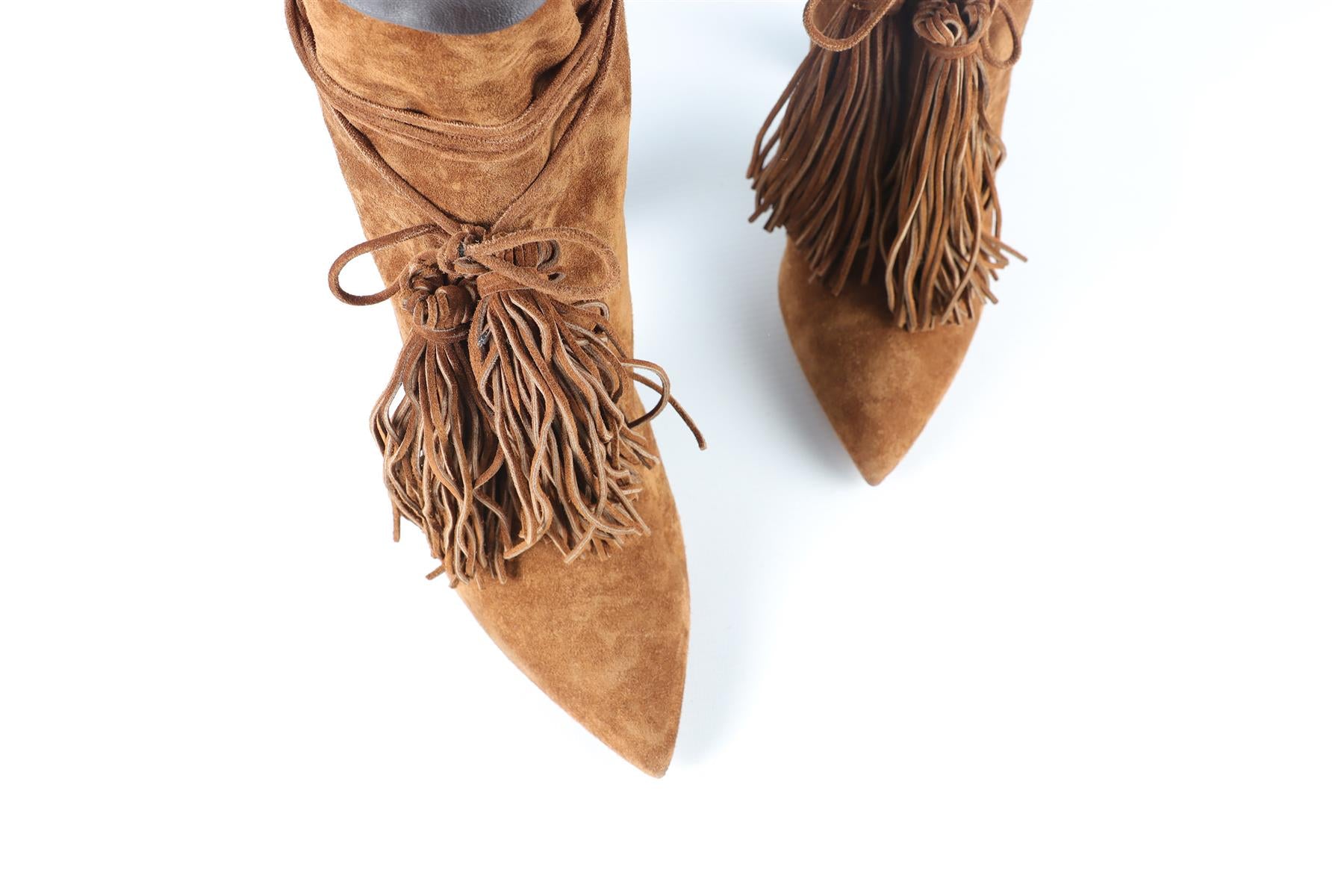 SAINT LAURENT BROWN SUEDE ANKLE BOOTS EU 39.5 UK 6.5 US 9.5