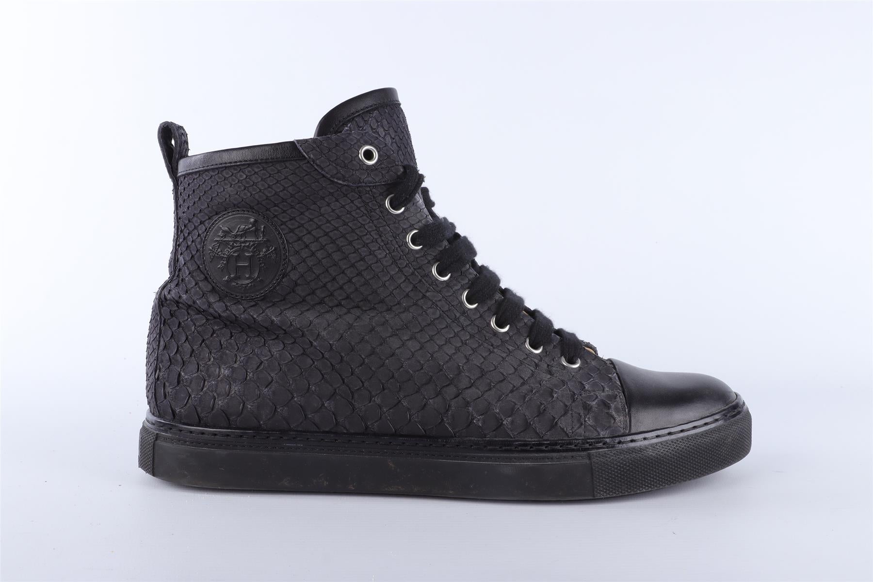 HERMÈS MEN'S BLACK LEATHER SNEAKERS EU 42 UK 8 US 9.5