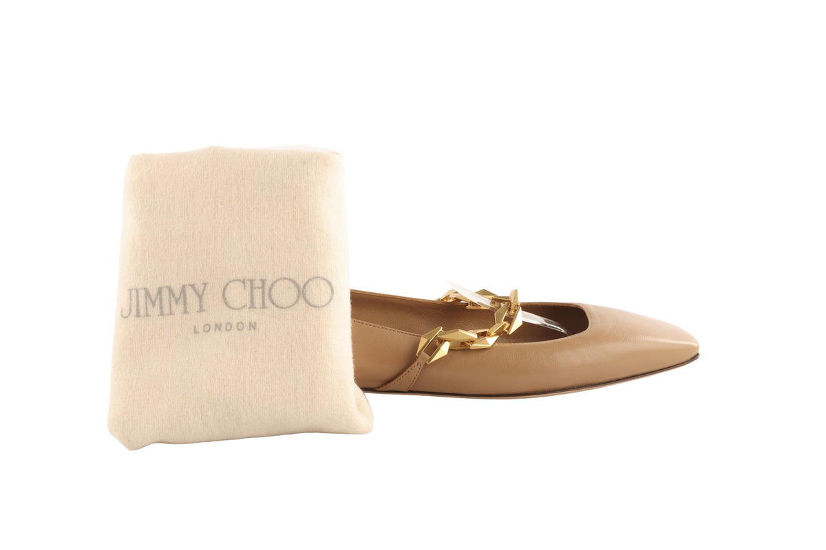 BEIGE LEATHER BALLET FLATS