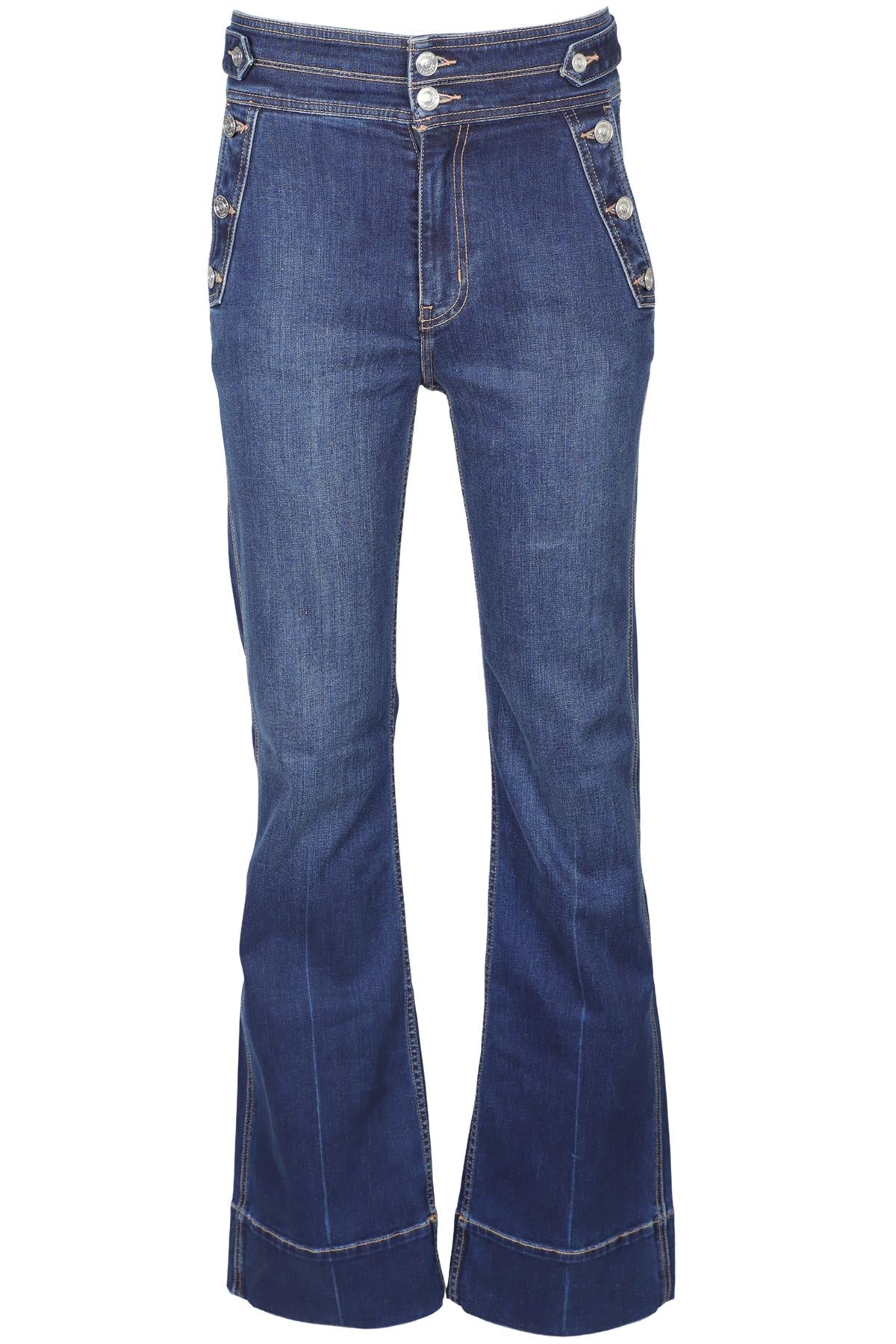 CURRENT/ELLIOTT BLUE HIGH RISE FLARED JEANS W27 UK 8-10
