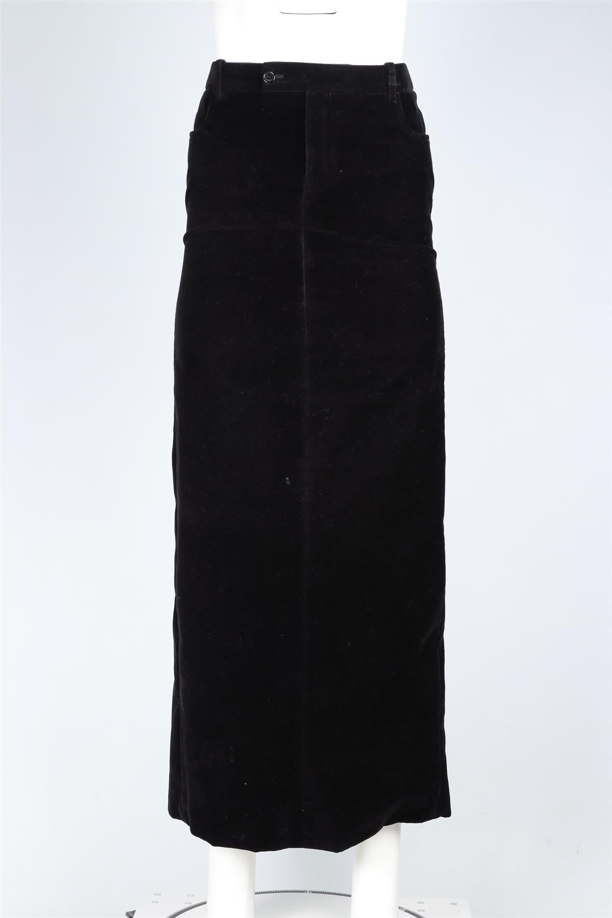 SAINT LAURENT BLACK VELVET MAXI SKIRT FR 36 UK 8