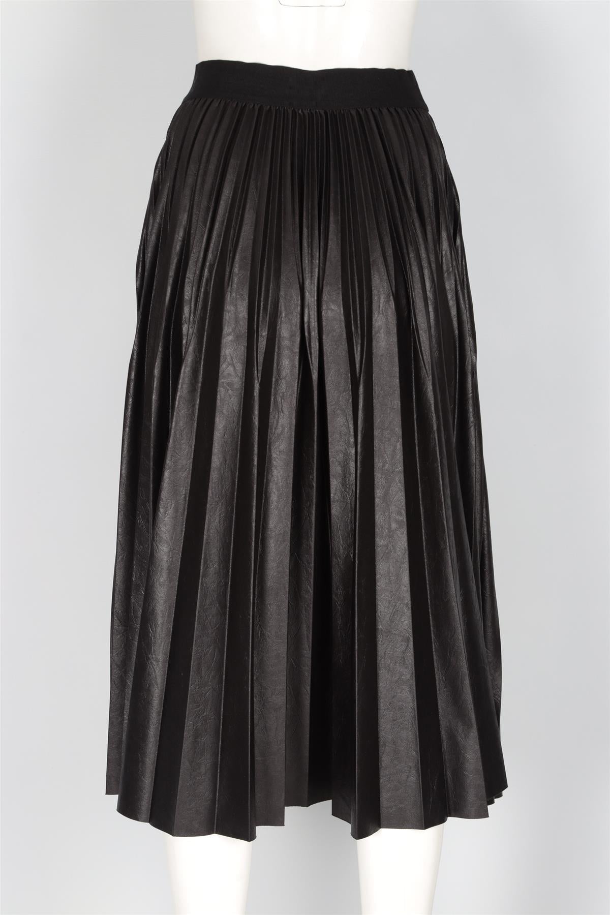 GIVENCHY BLACK FAUX LEATHER MIDI SKIRT FR 36 UK 8
