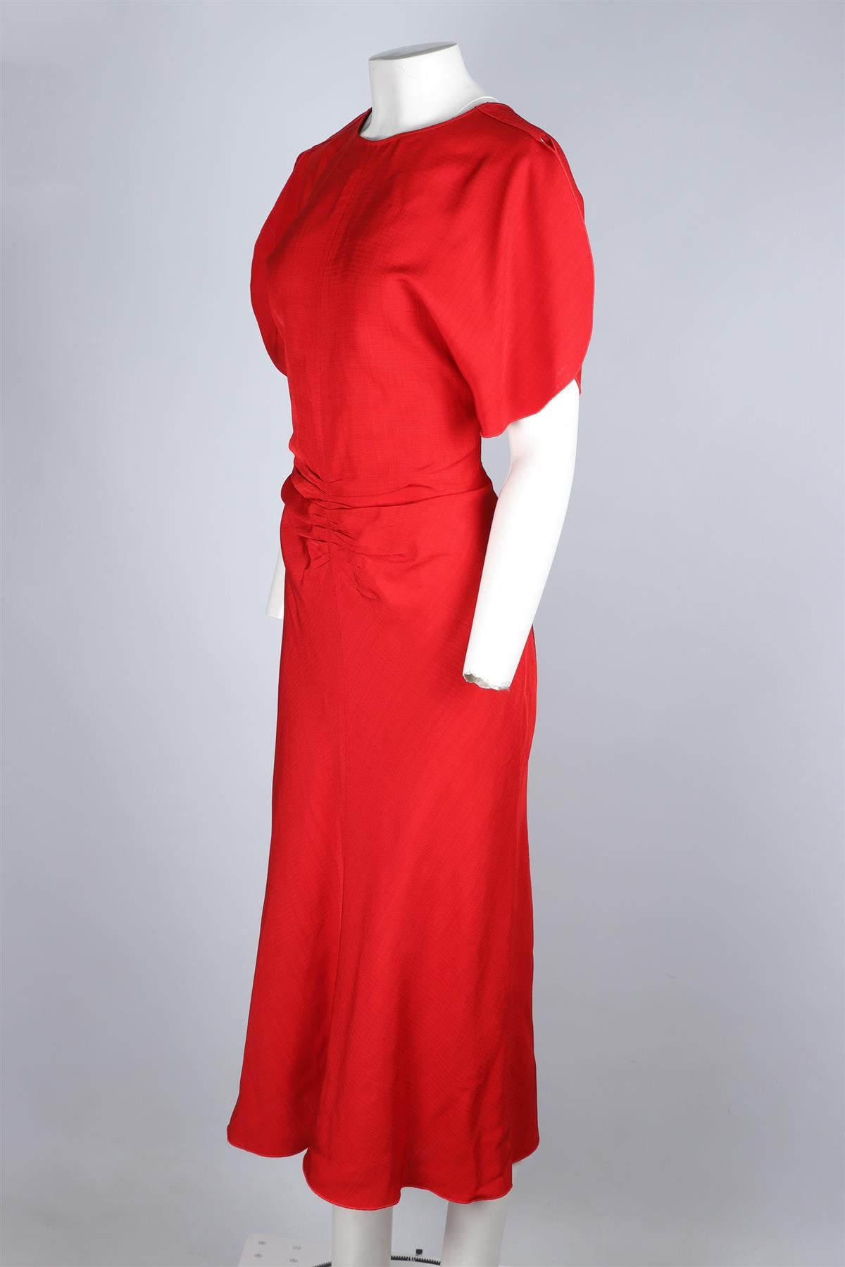 VICTORIA BECKHAM RED VISCOSE MIDI DRESS UK 14