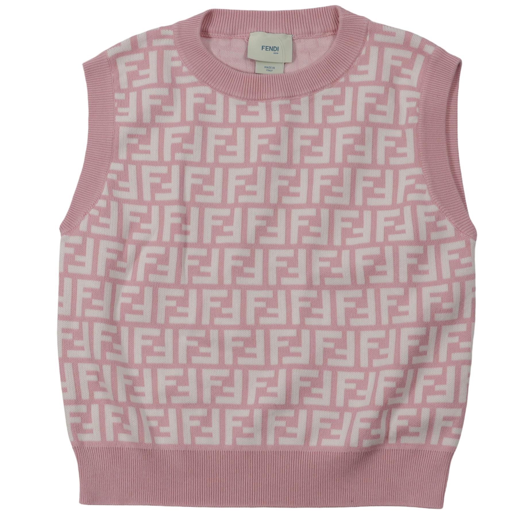 Pink Kids Fendi Top Fendi Kids Sleeveless Crop Top With Embossed