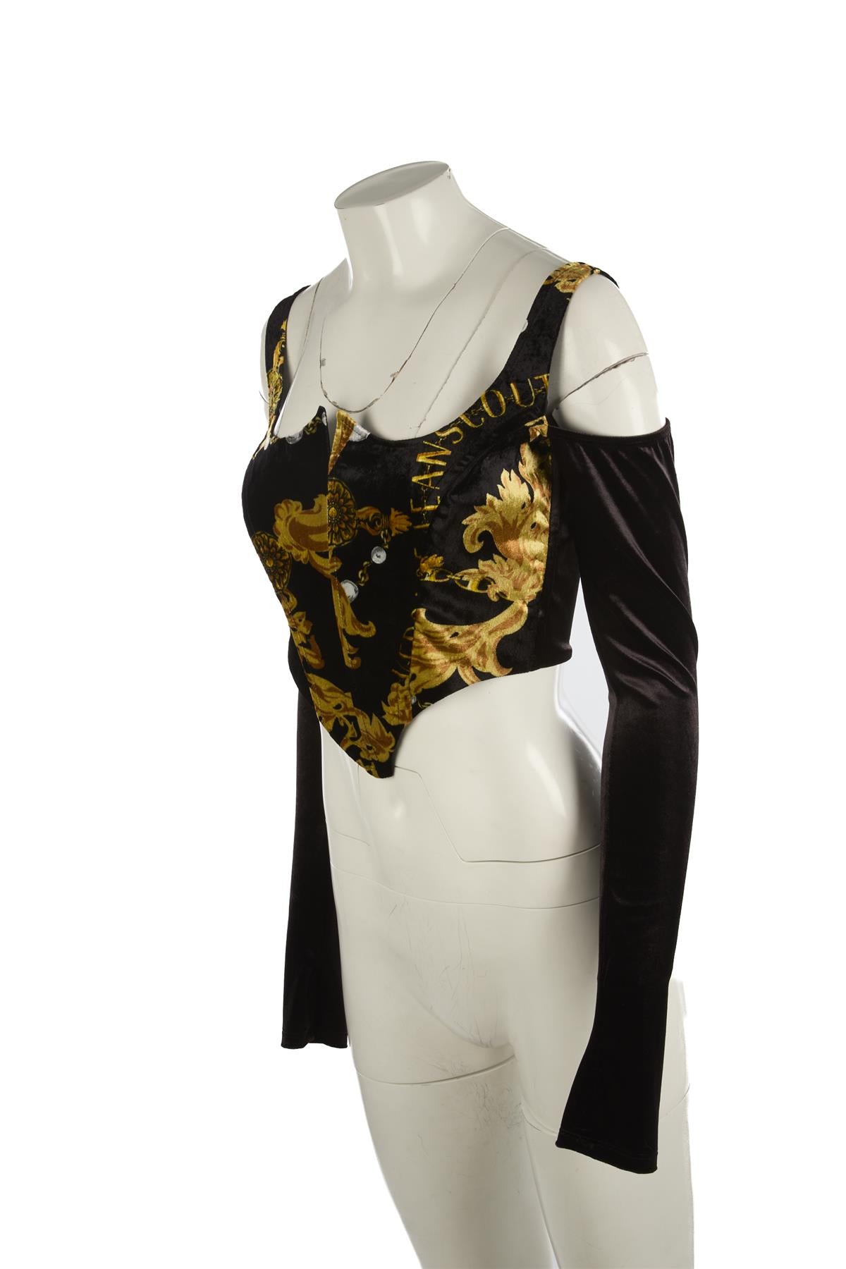 VERSACE JEANS COUTURE BLACK VELVET TOP IT 42 UK 10