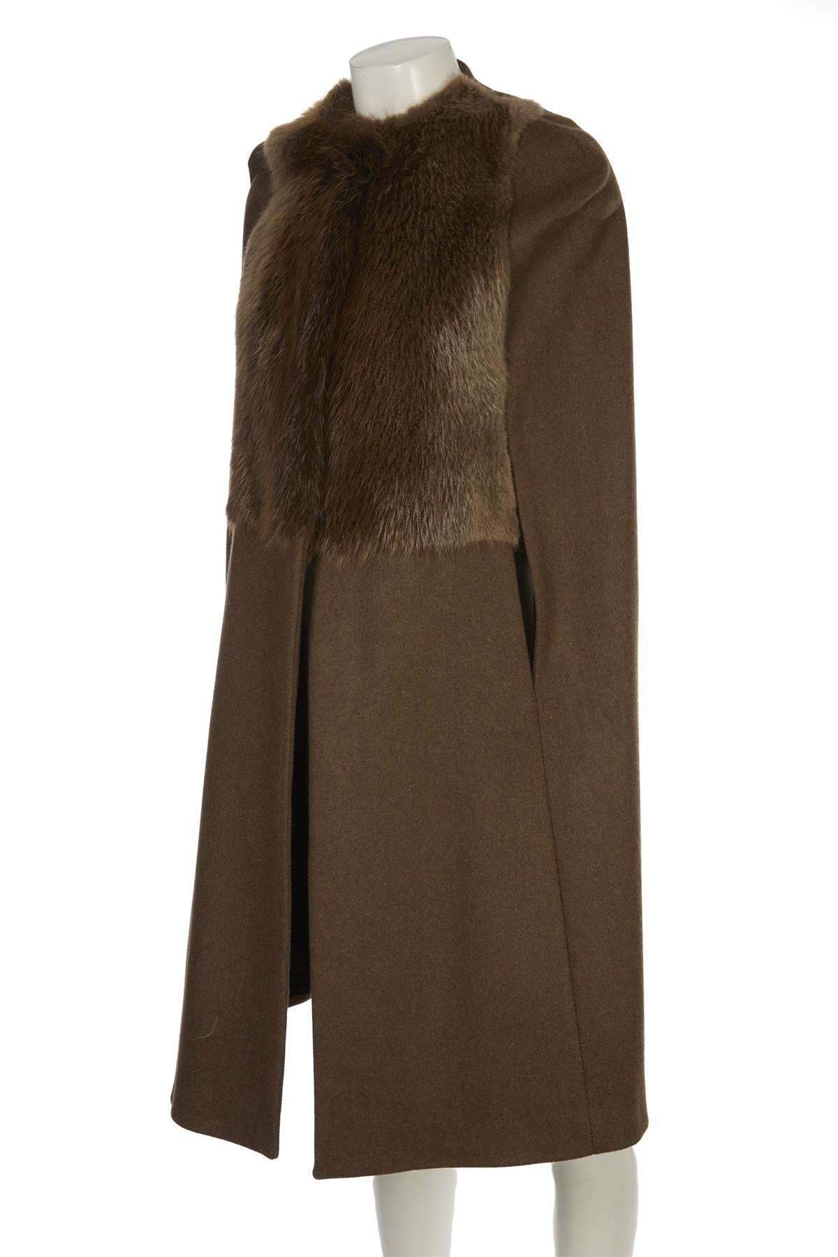 INES & MARECHAL KHAKI WOOL CAPE FR 36 UK 8