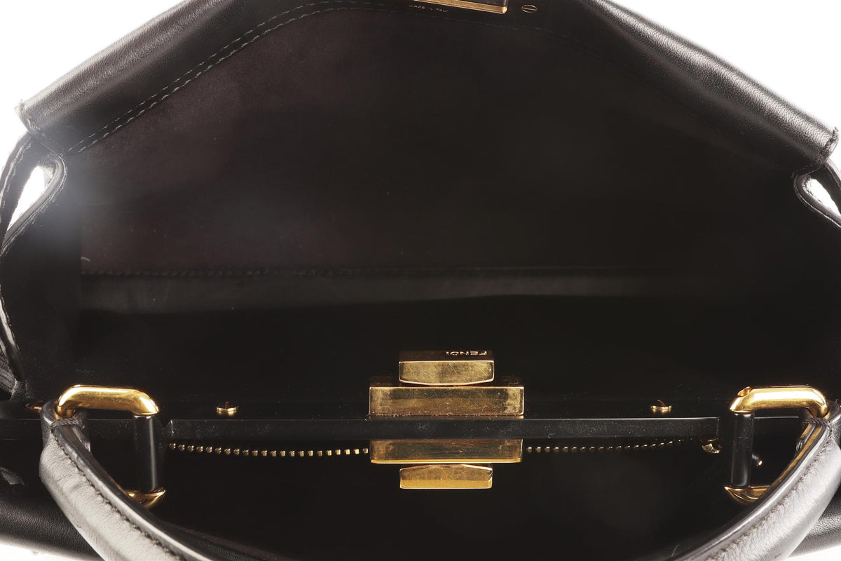 FENDI BLACK PEEKABOO MEDIUM LEATHER TOTE BAG
