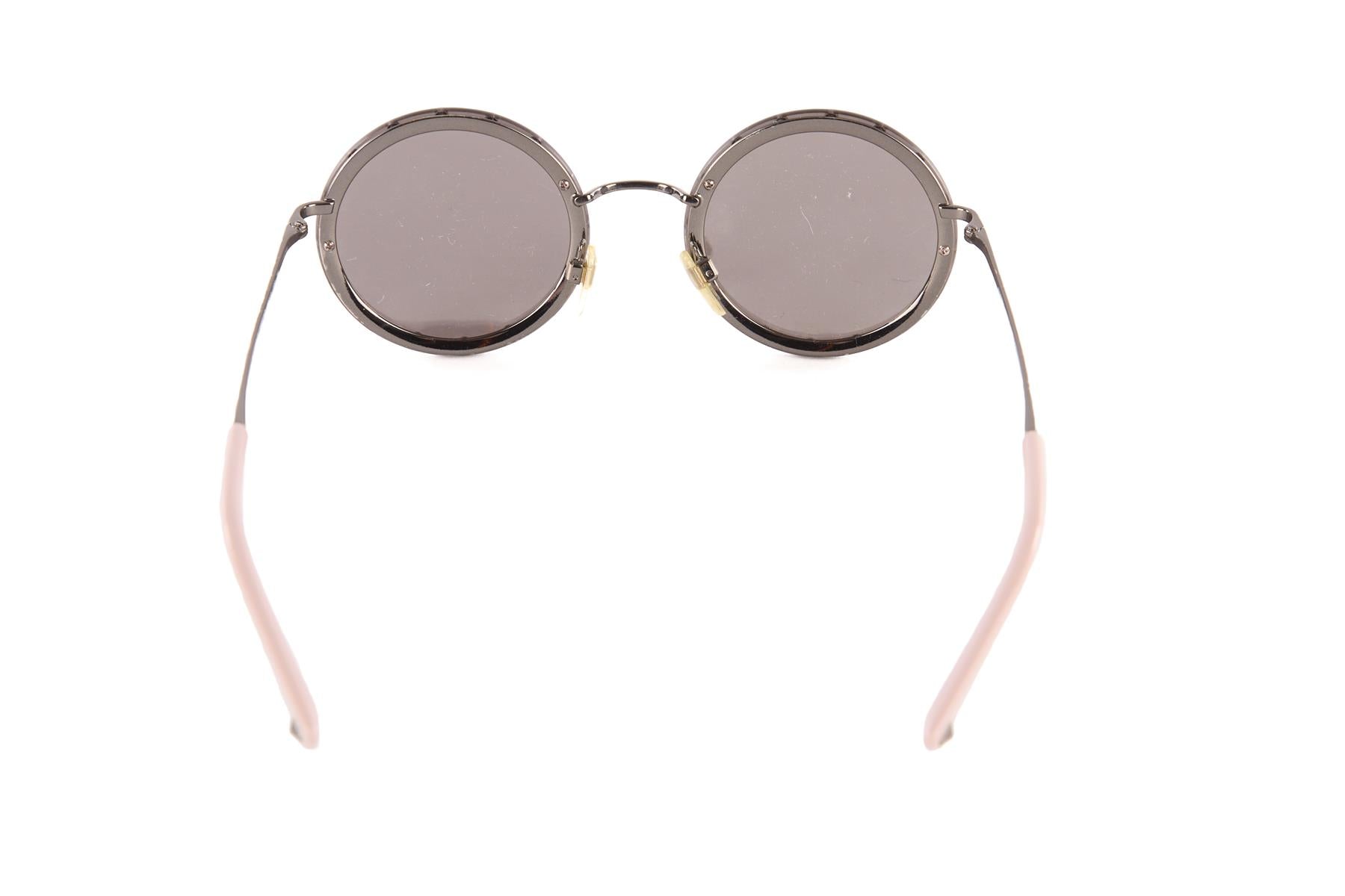 VALENTINO SILVER ROUND FRAME METAL SUNGLASSES