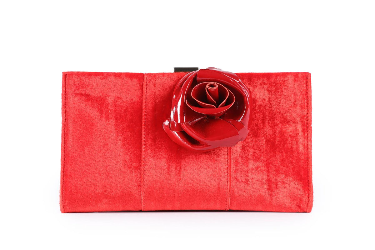 ROGER VIVIER RED MINI VELVET CLUTCH