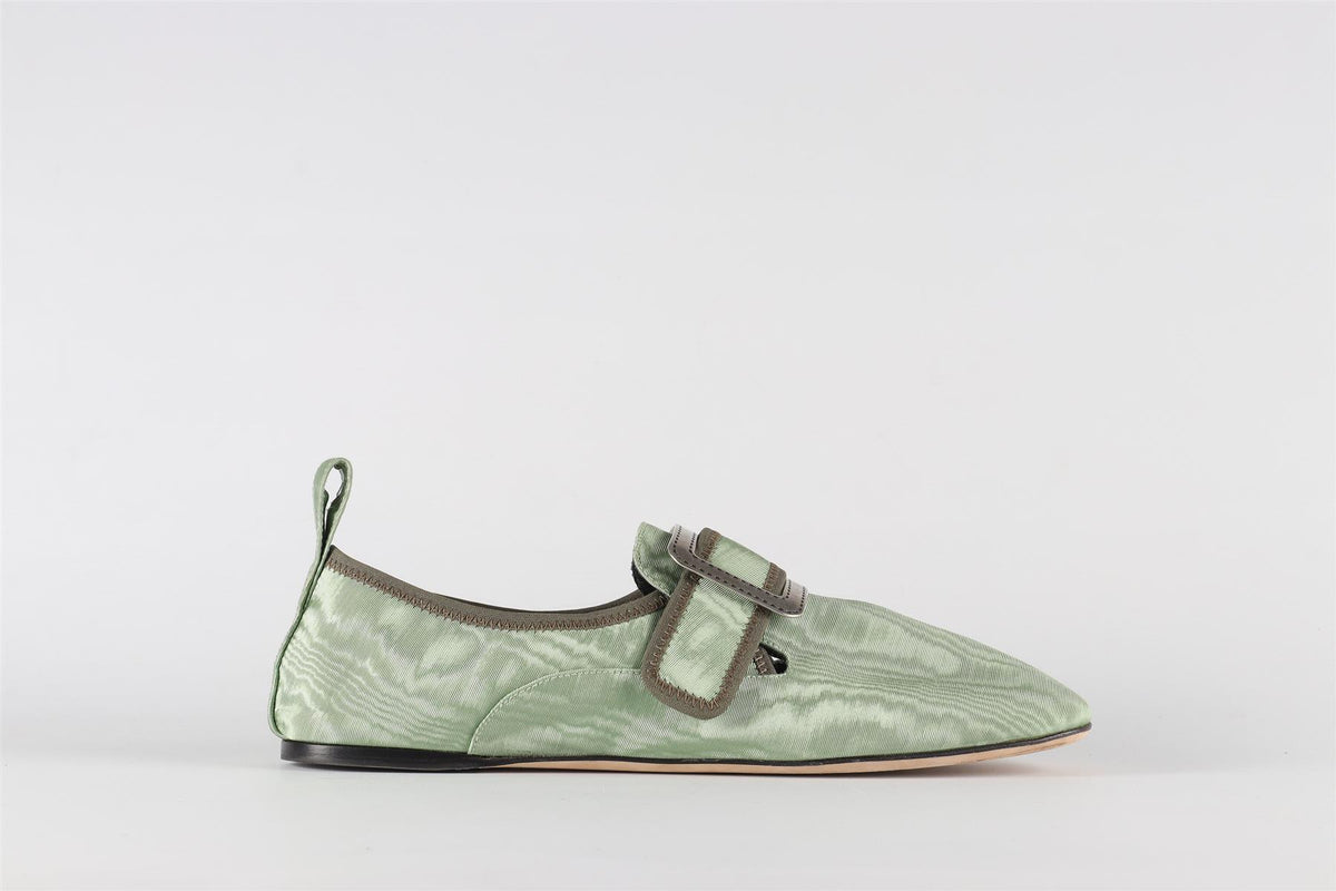 LOEWE GREEN GROSGRAIN LOAFERS EU 39 UK 6 US 9