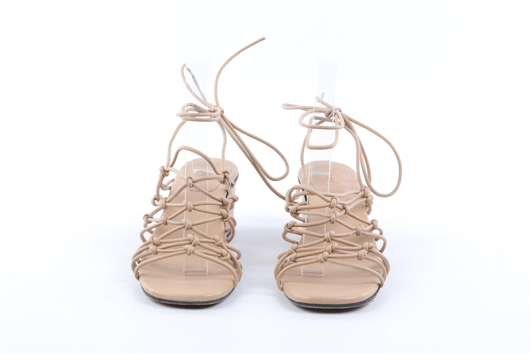 CHLOÉ BEIGE LEATHER SANDALS EU 38.5 UK 5.5 US 8.5