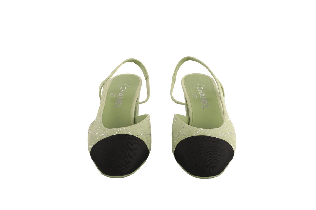 CHANEL GREEN 2025 SUEDE SLINGBACK PUMPS EU 40 UK 7 US 10