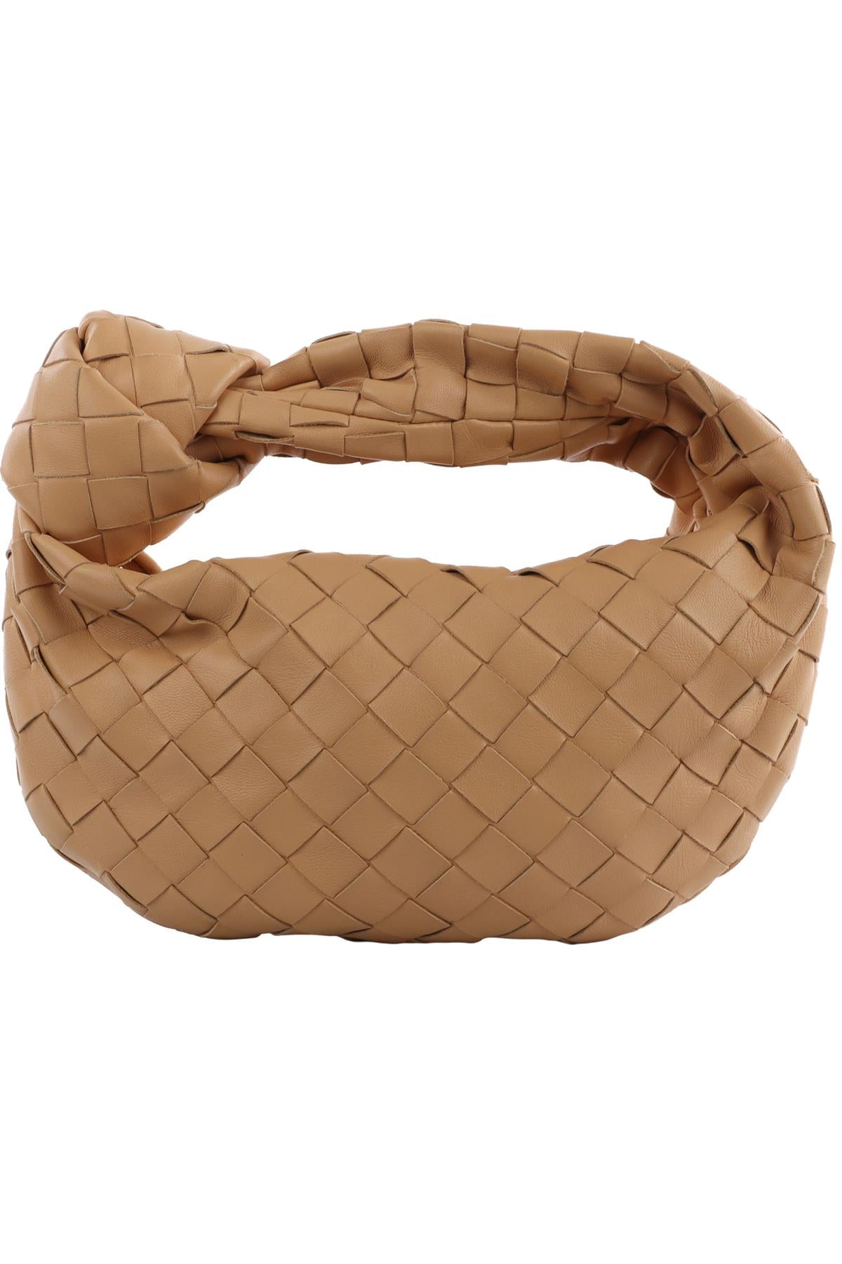 BOTTEGA VENETA BEIGE JODIE MINI INTRECCIATO LEATHER TOTE BAG