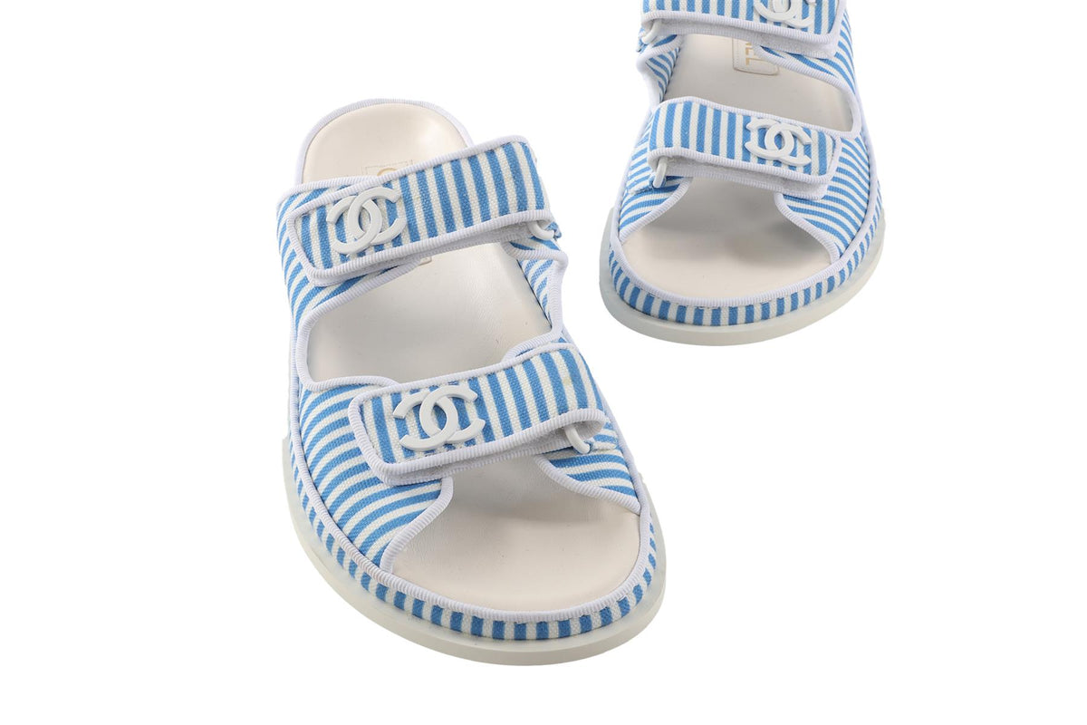 CHANEL BLUE 2024 DAD CANVAS SANDALS EU 38 UK 5 US 8