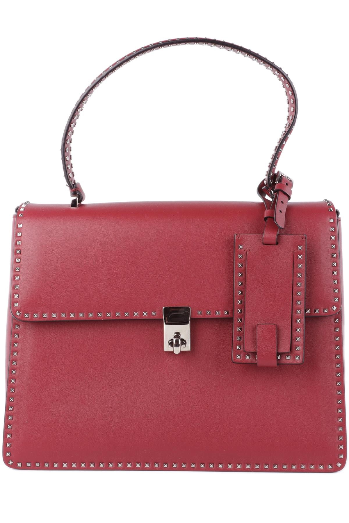 VALENTINO GARAVANI BURGUNDY LEATHER TOTE BAG