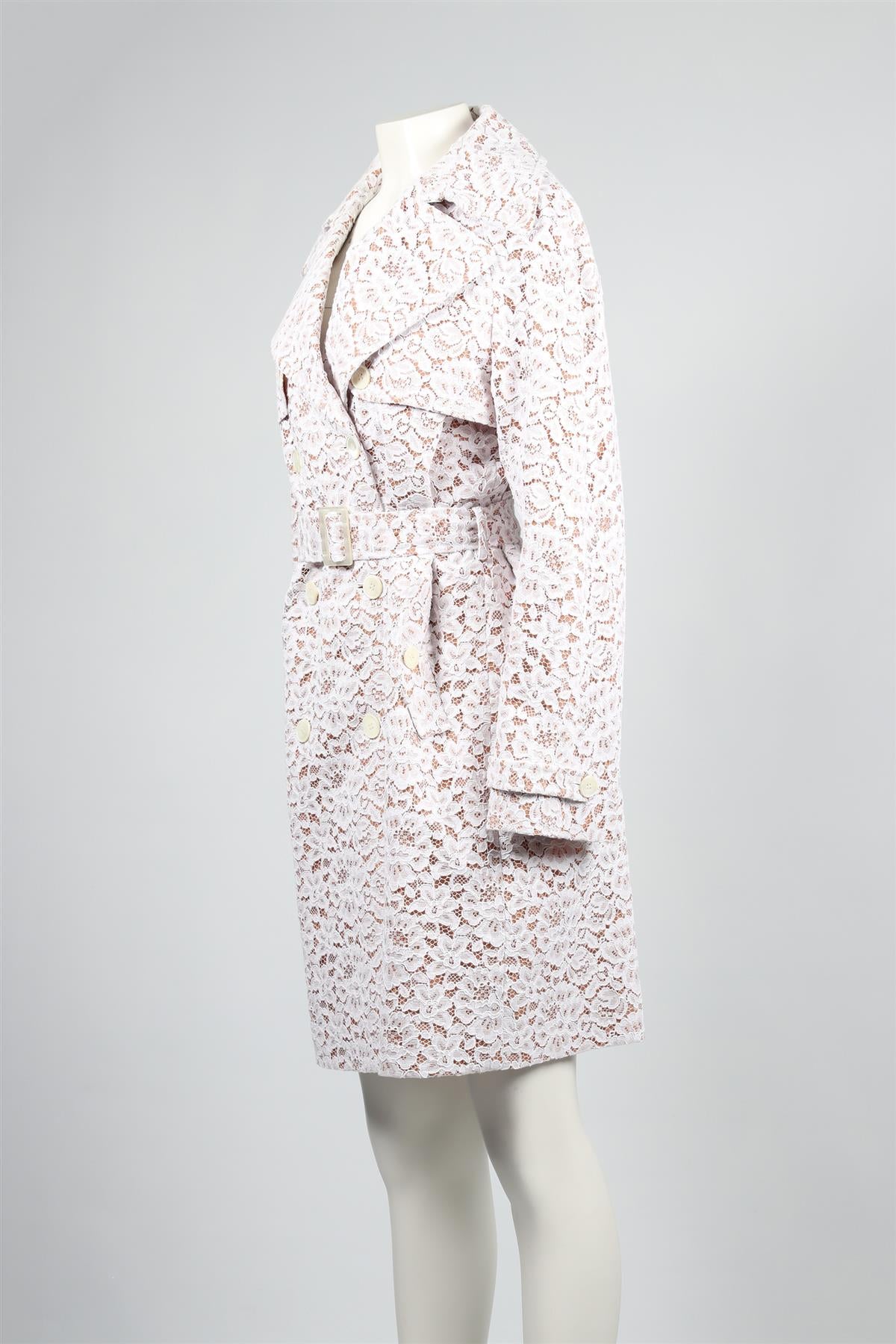 MICHAEL KORS COLLECTION WHITE LACE TRENCH COAT US 10 UK 14