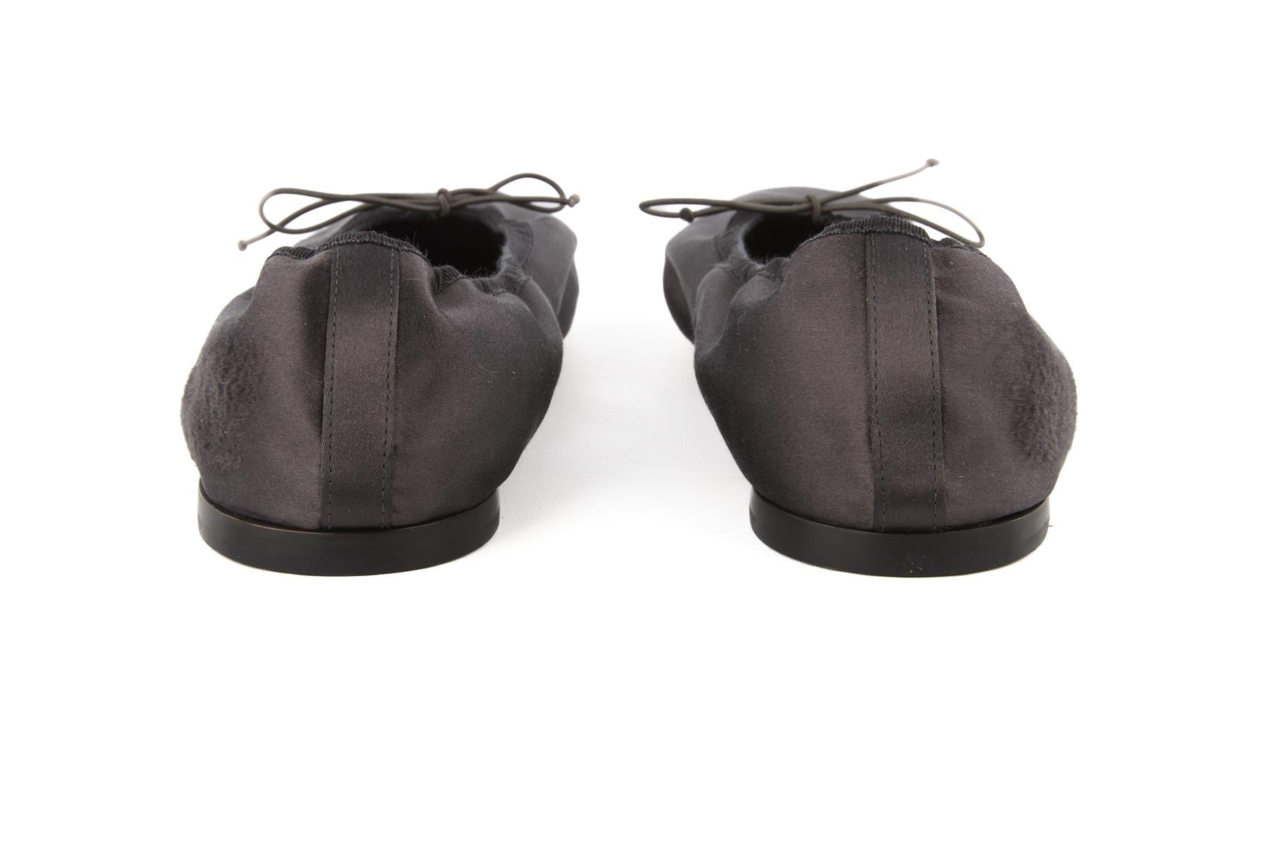 THE ROW BLACK AWAR SATIN BALLET FLATS EU 38 UK 5 US 8