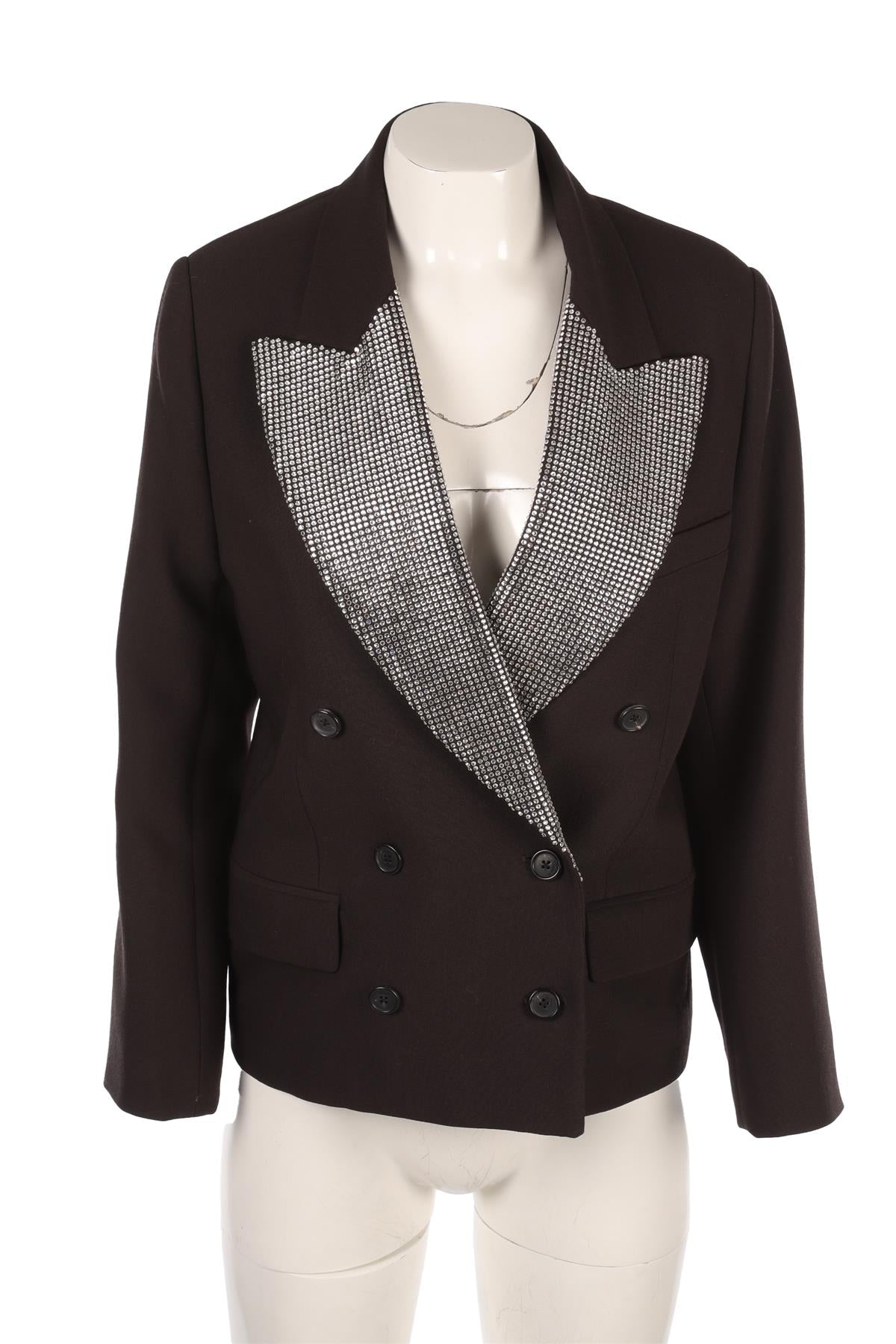 KHAITE BLACK CRYSTAL AND WOOL BLAZER SMALL