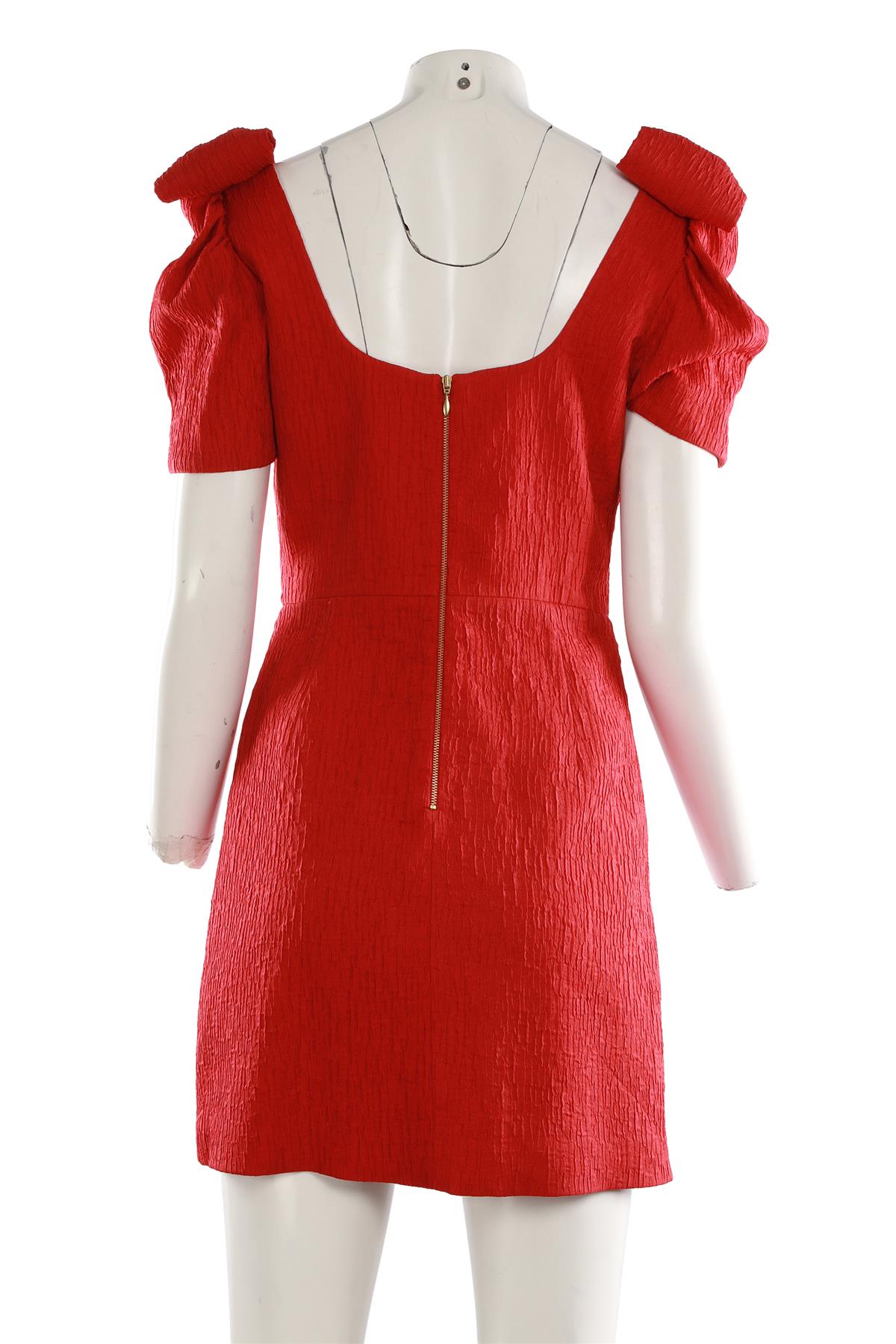 REBECCA VALLANCE RED CREPE MINI DRESS MEDIUM