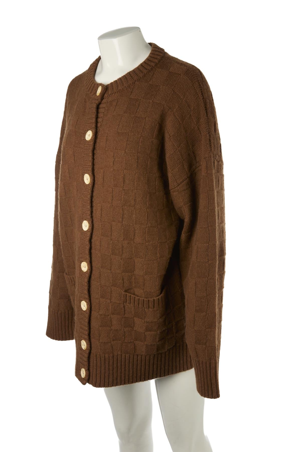 GIULIVA HERITAGE BROWN CASHMERE CARDIGAN SMALL