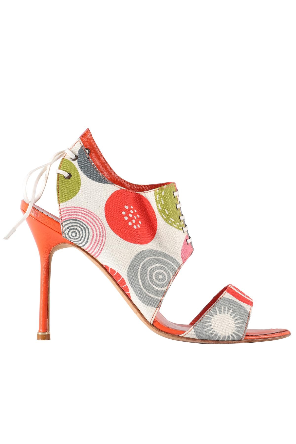 MANOLO BLAHNIK MULTI FABRIC SANDALS EU 40.5 UK 7.5 US 10.5