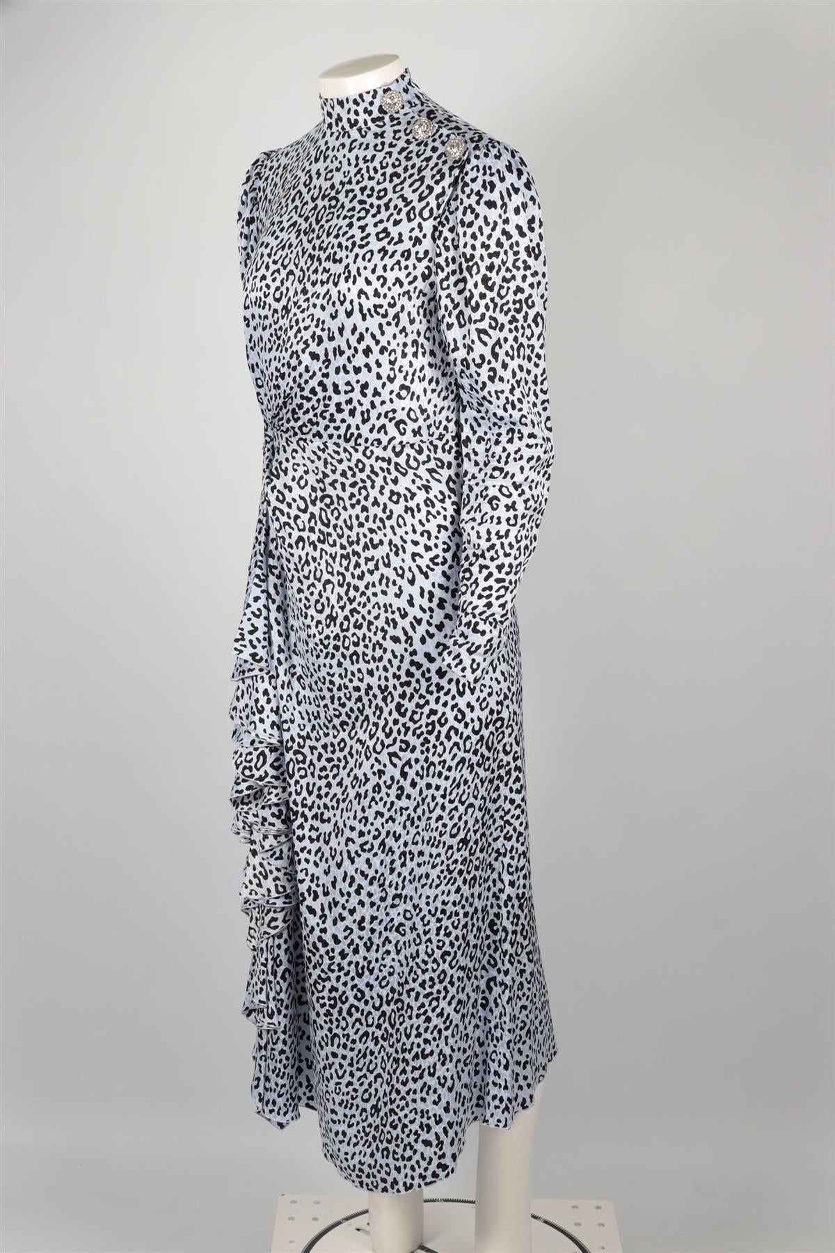 ALESSANDRA RICH BLUE SILK MAXI DRESS IT 42 UK 10