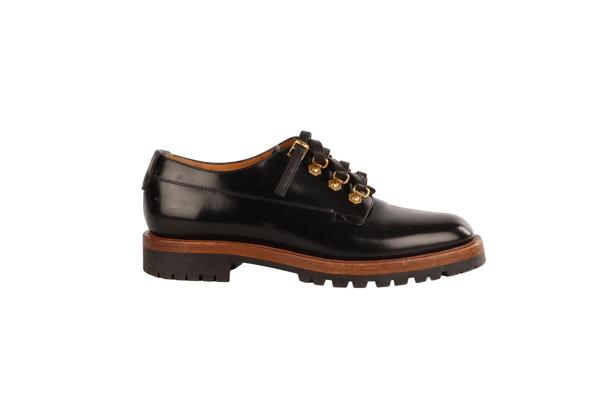 CHRISTIAN DIOR BLACK LEATHER DERBY SHOES EU 37 UK 4