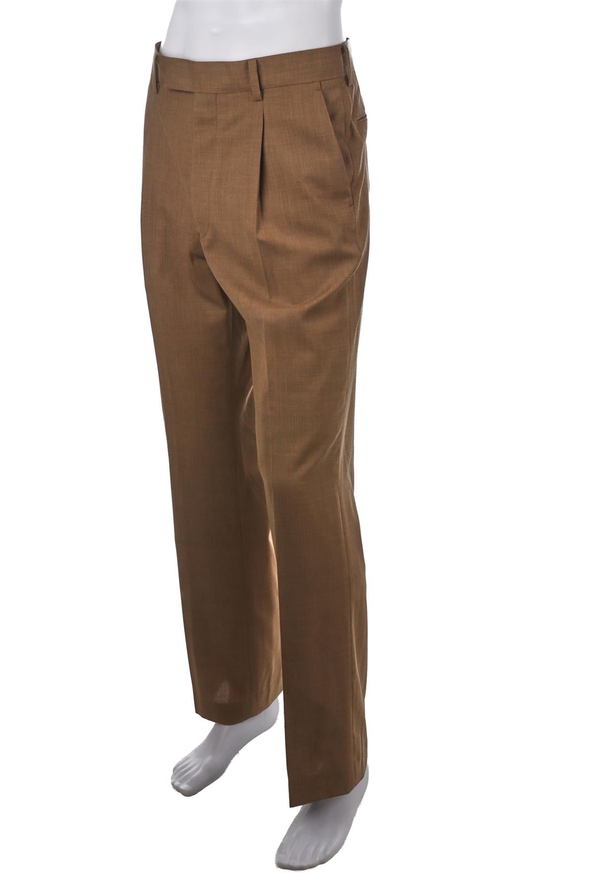 AURALEE BROWN MENS WOOL STRAIGHT LEG PANTS SMALL