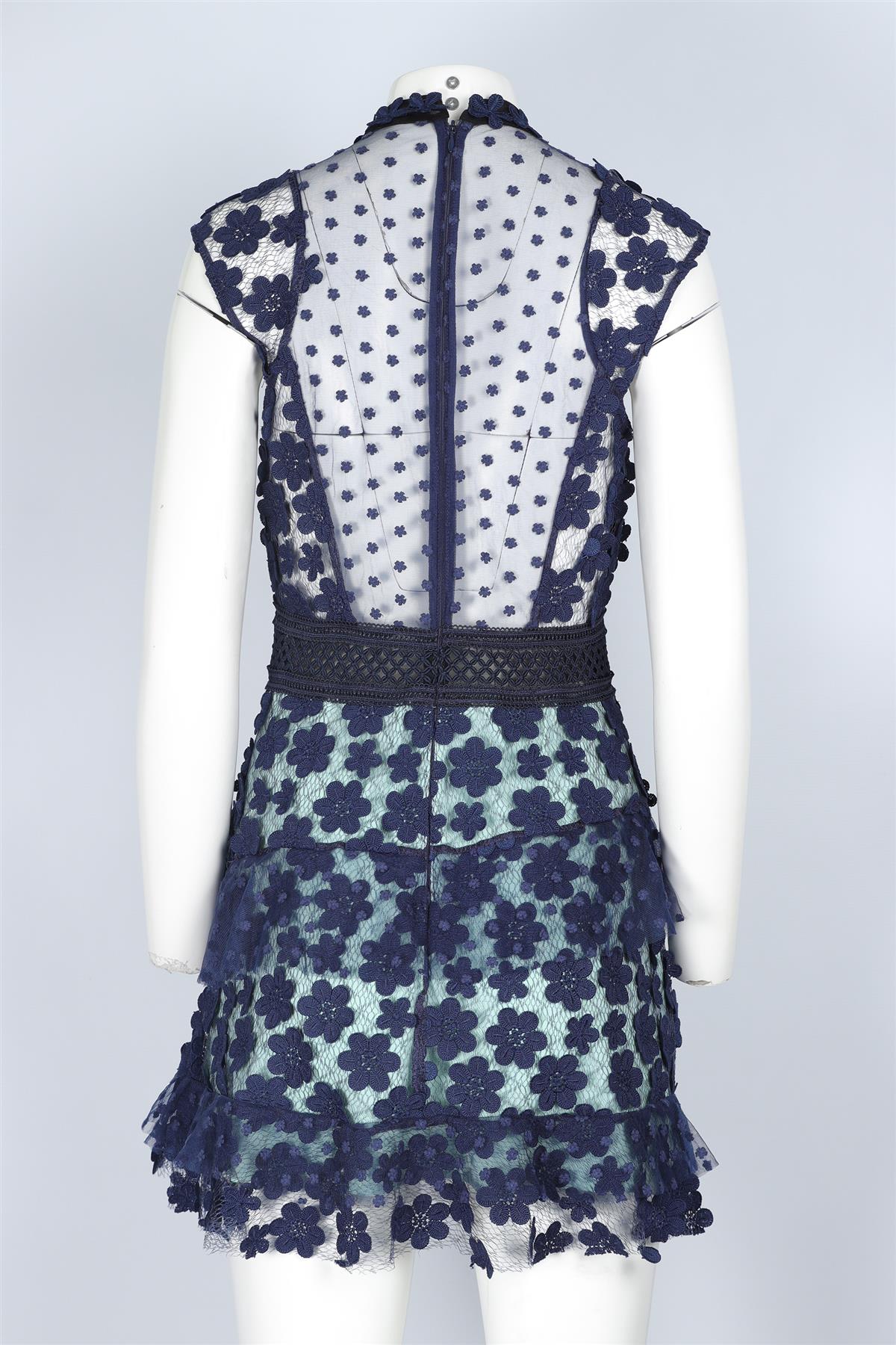 SELF-PORTRAIT BLUE LACE MINI DRESS UK 12