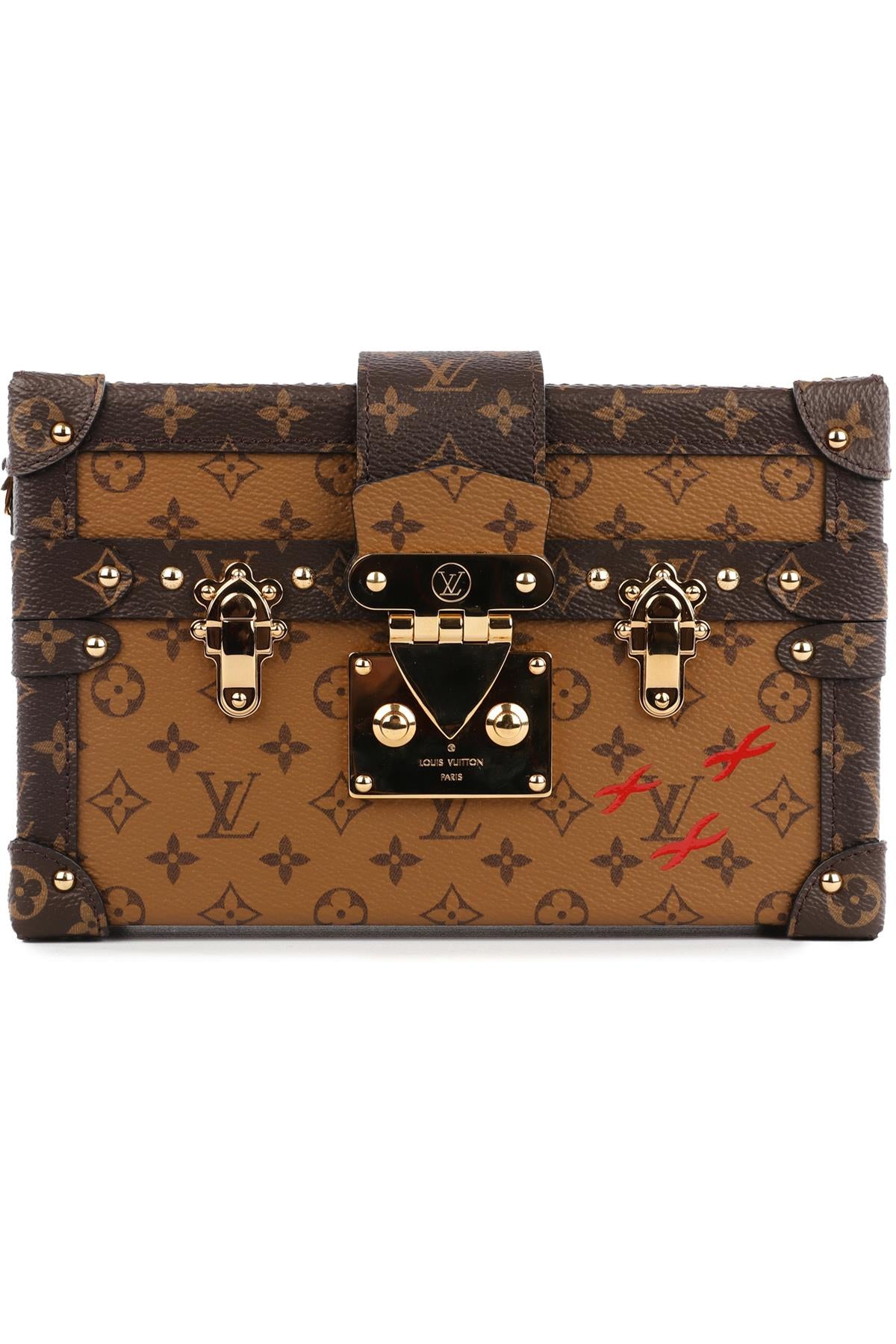 LOUIS VUITTON BROWN 2017 PETITE MALLE MONOGRAM COATED CANVAS CLUTCH