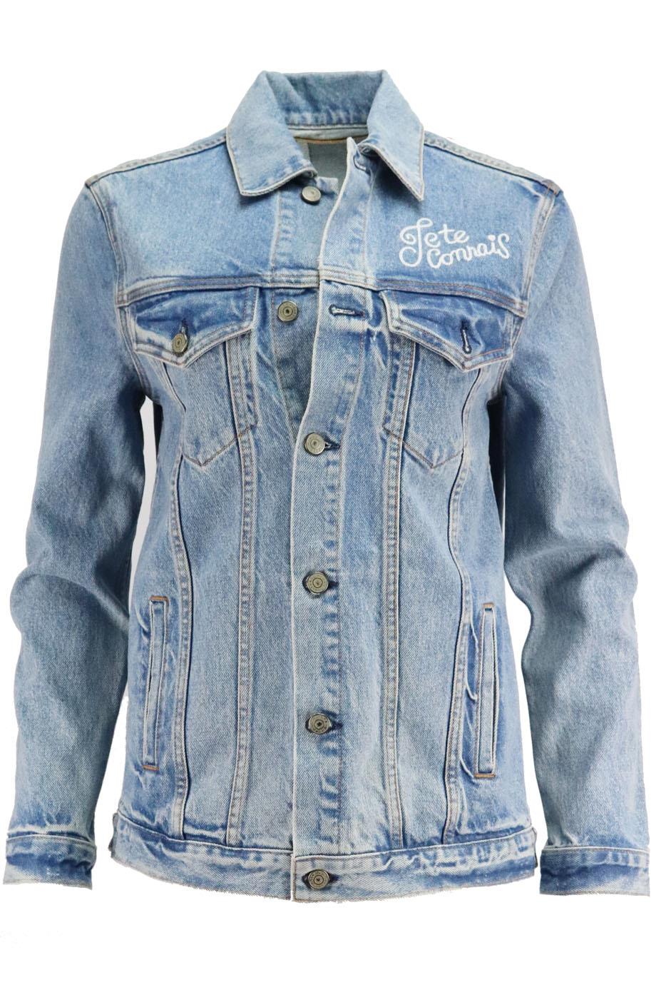 GRLFRND DARIA OVERSIZED EMBROIDERED DENIM JACKET SMALL