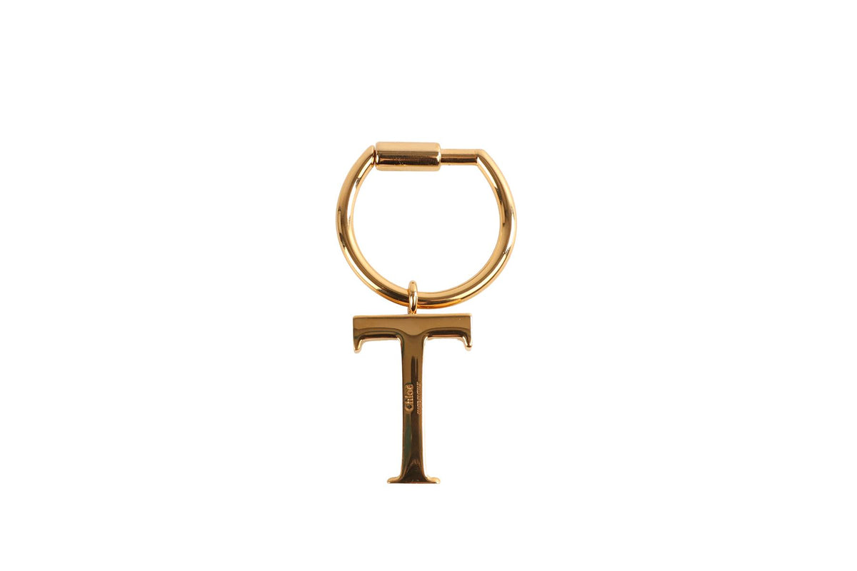 CHLOÉ T INITIAL GOLD TONE KEYCHAIN