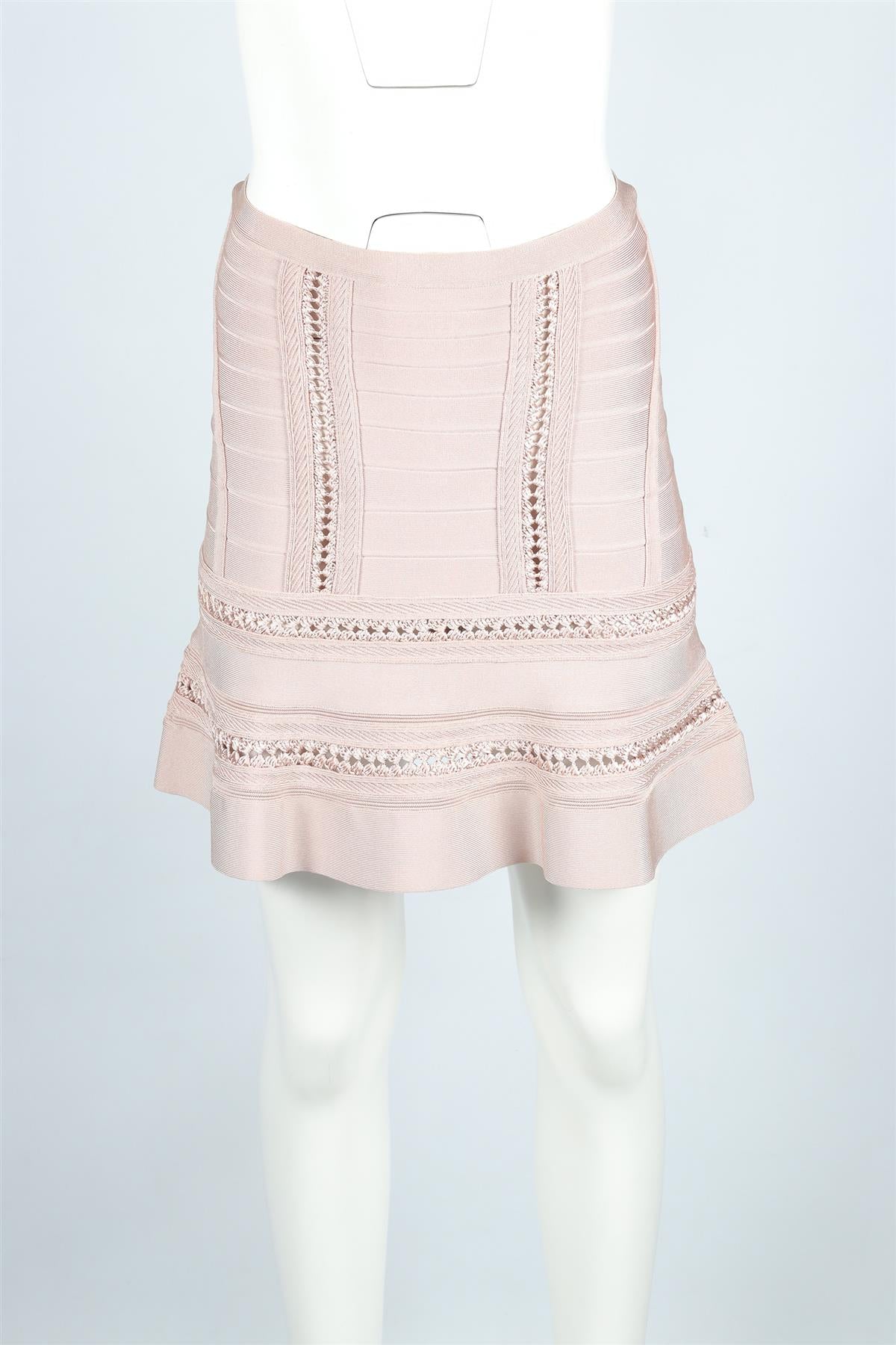 HERVE LEGER PINK BANDAGE MINI SKIRT XSMALL