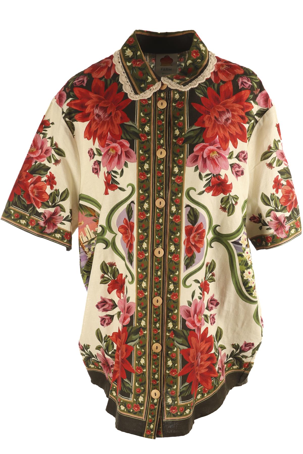 FARM RIO MULTI LINEN SHIRT LARGE