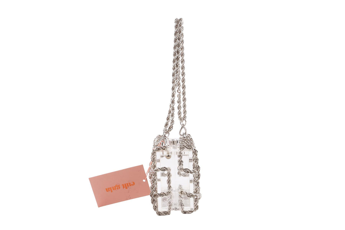CULT GAIA SILVER BESS PERSPEX SHOULDER BAG